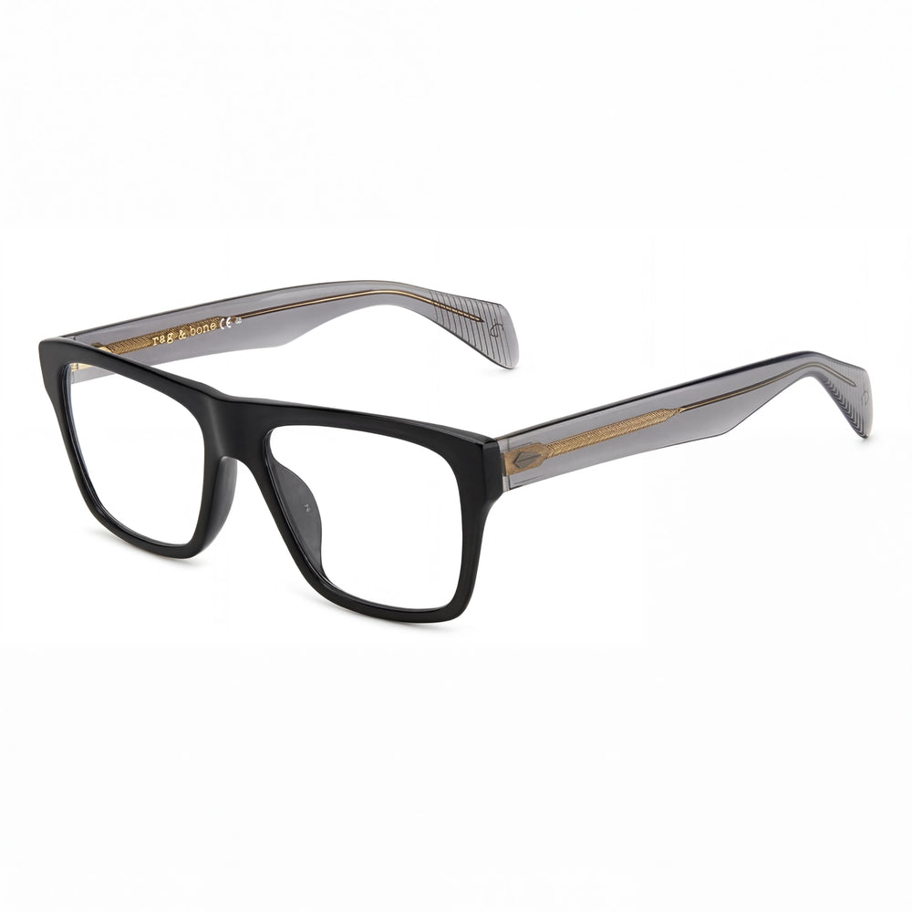 Gafas de demostración Rag & Bone RNB7036 para hombre, montura completa de aviador, color negro/gris, ECO PMMA, adaptables a la luz, 54