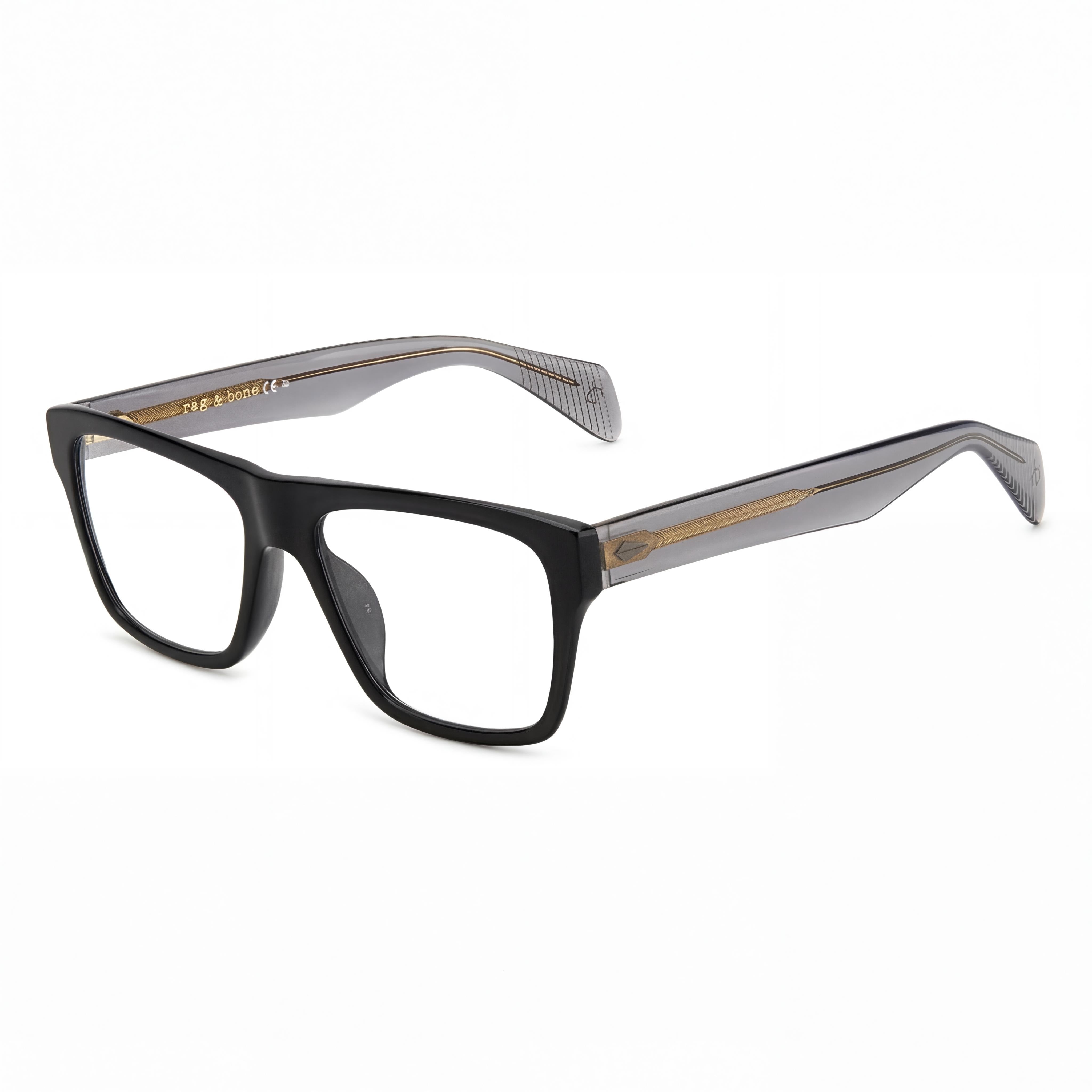 Gafas de demostración Rag & Bone RNB7036 para hombre, montura completa de aviador, color negro/gris, ECO PMMA, adaptables a la luz, 54, Photo 1