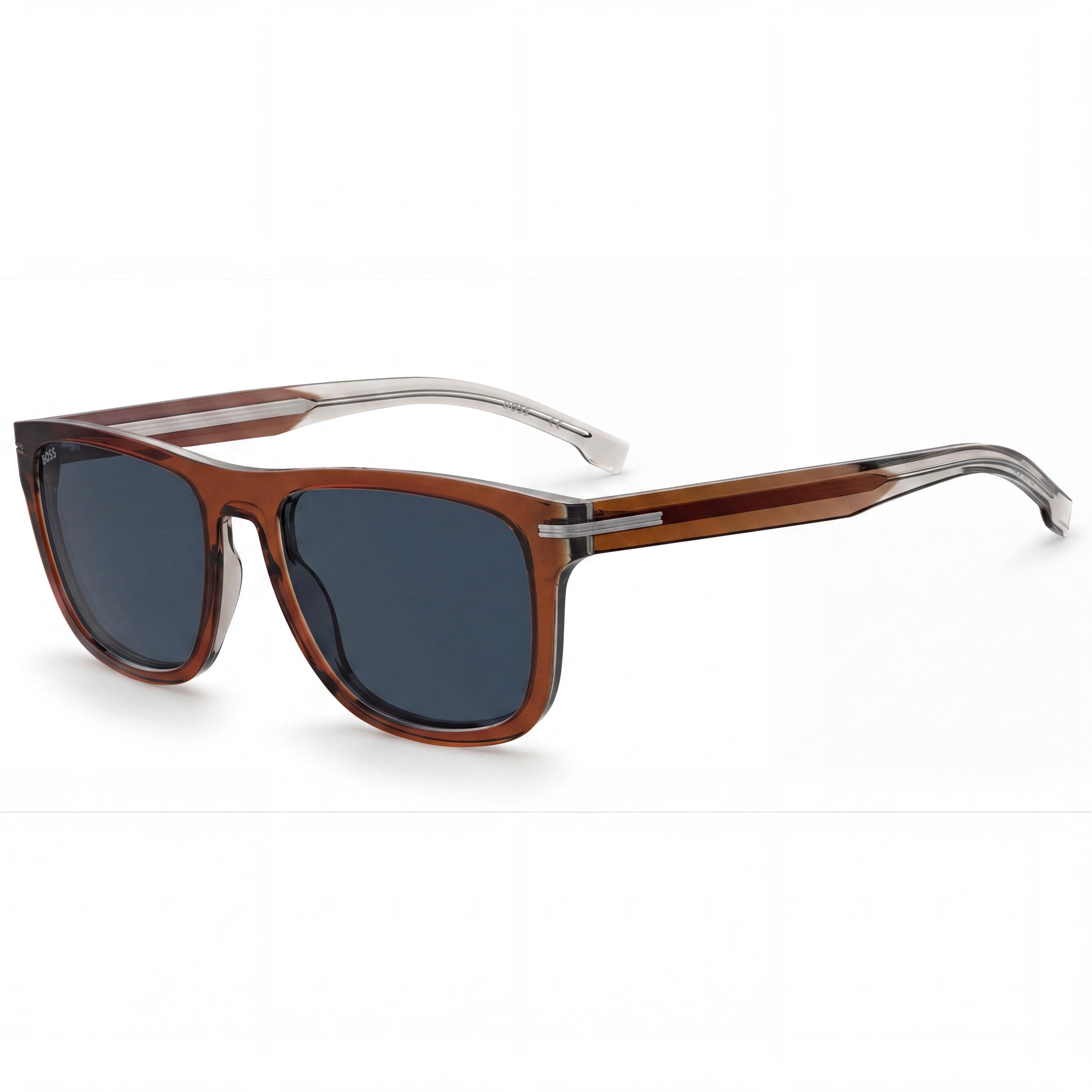 Gafas de sol de acetato ecológico marrón para hombre Hugo Boss Boss 1626/S con lentes azules, protección UV, 55mm, Photo 1