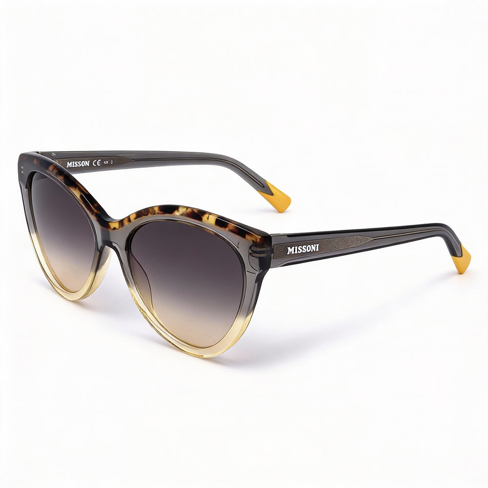Gafas de sol modernas Missoni para mujer, transparentes, de acetato, color tortuga descolorida, gris ocre, con protección UV, no polarizadas, 57 mm