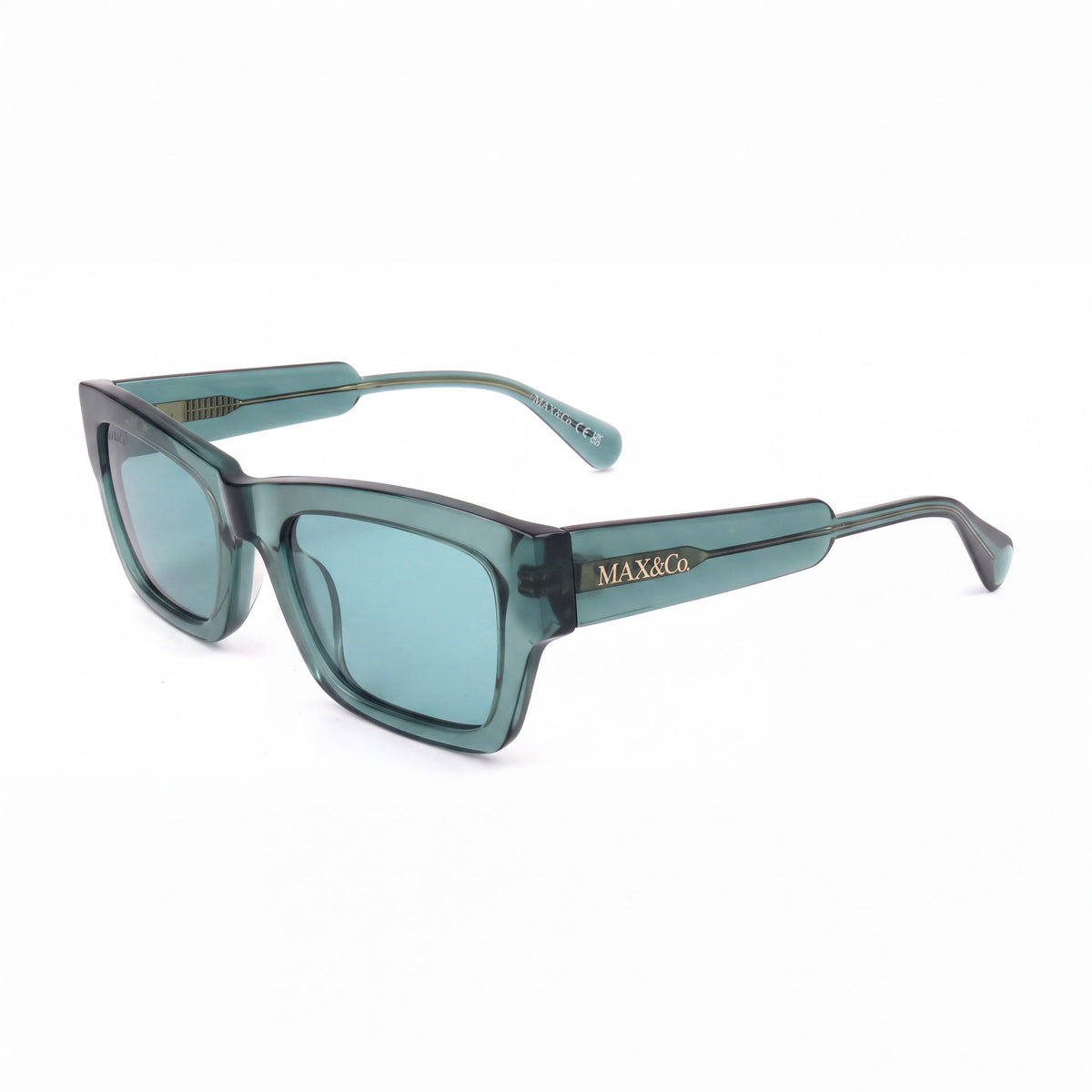 Max&Co. Casual Sunglasses for Women, Dark Green Acetate Frame, Grey Lenses, 52mm Lens Width, Photo 1