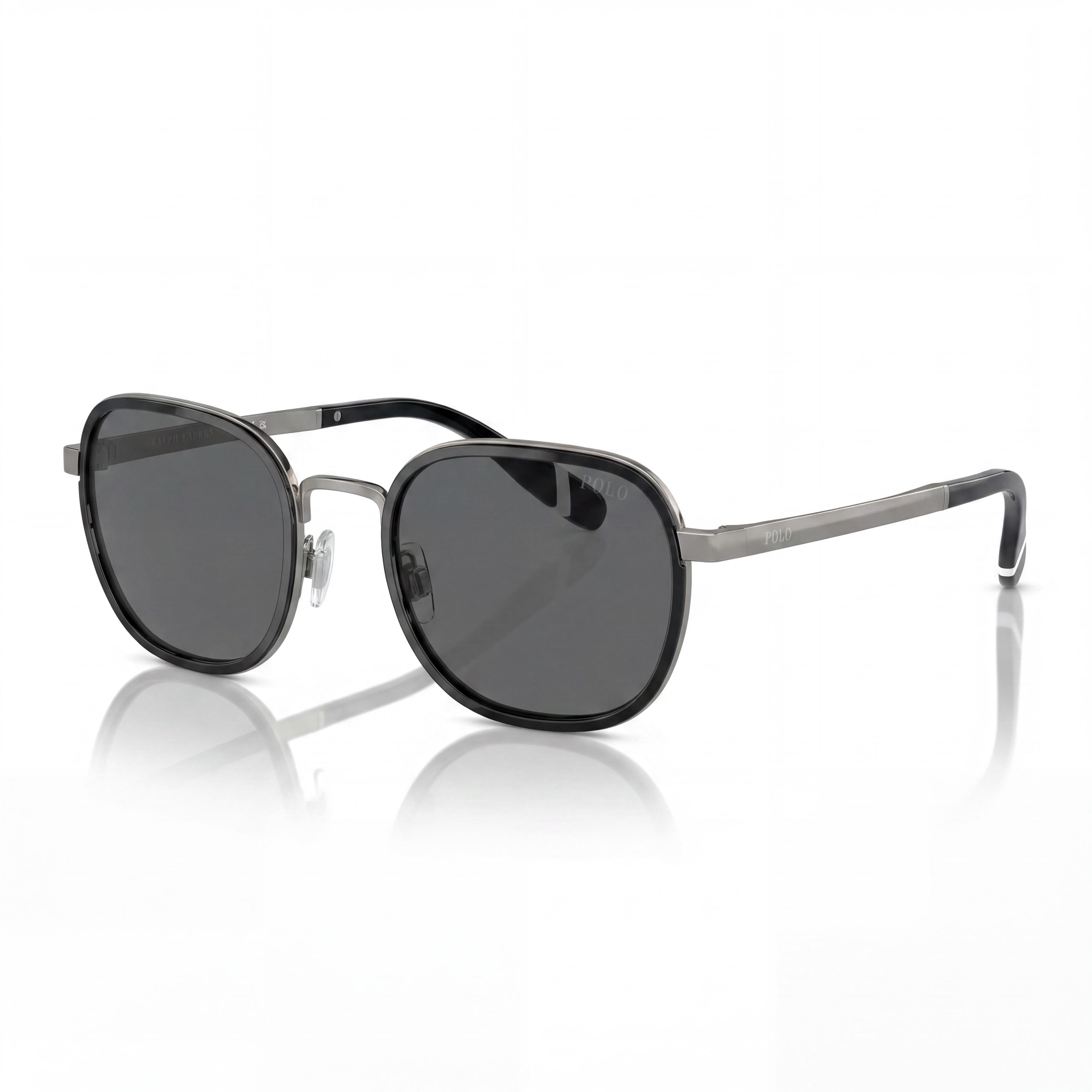 POLO RALPH LAUREN Ph3151 Women's Metal Frame Sunglasses, Black Gunmetal Dark Grey, Dark Grey Lenses with UV Protection, 54mm, Photo 1