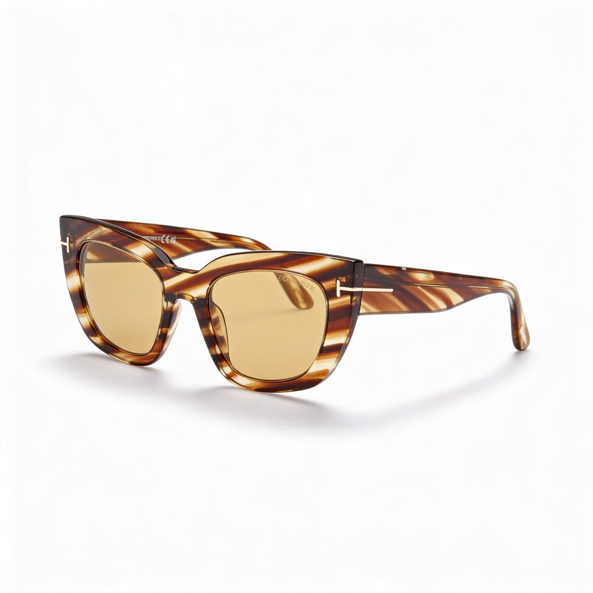 Tom Ford Classic Unisex Polarized Sunglasses Blonde Havana Frame Black Lenses 145-00-21, Photo 1