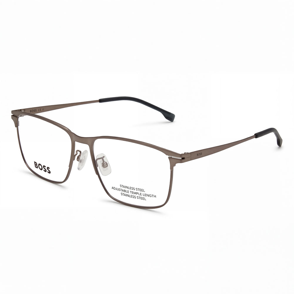 BOSS Audio Systems Hugo Boss Rectangular Optical Frames Men's Metal Matte Dark Ruthenium 40mm