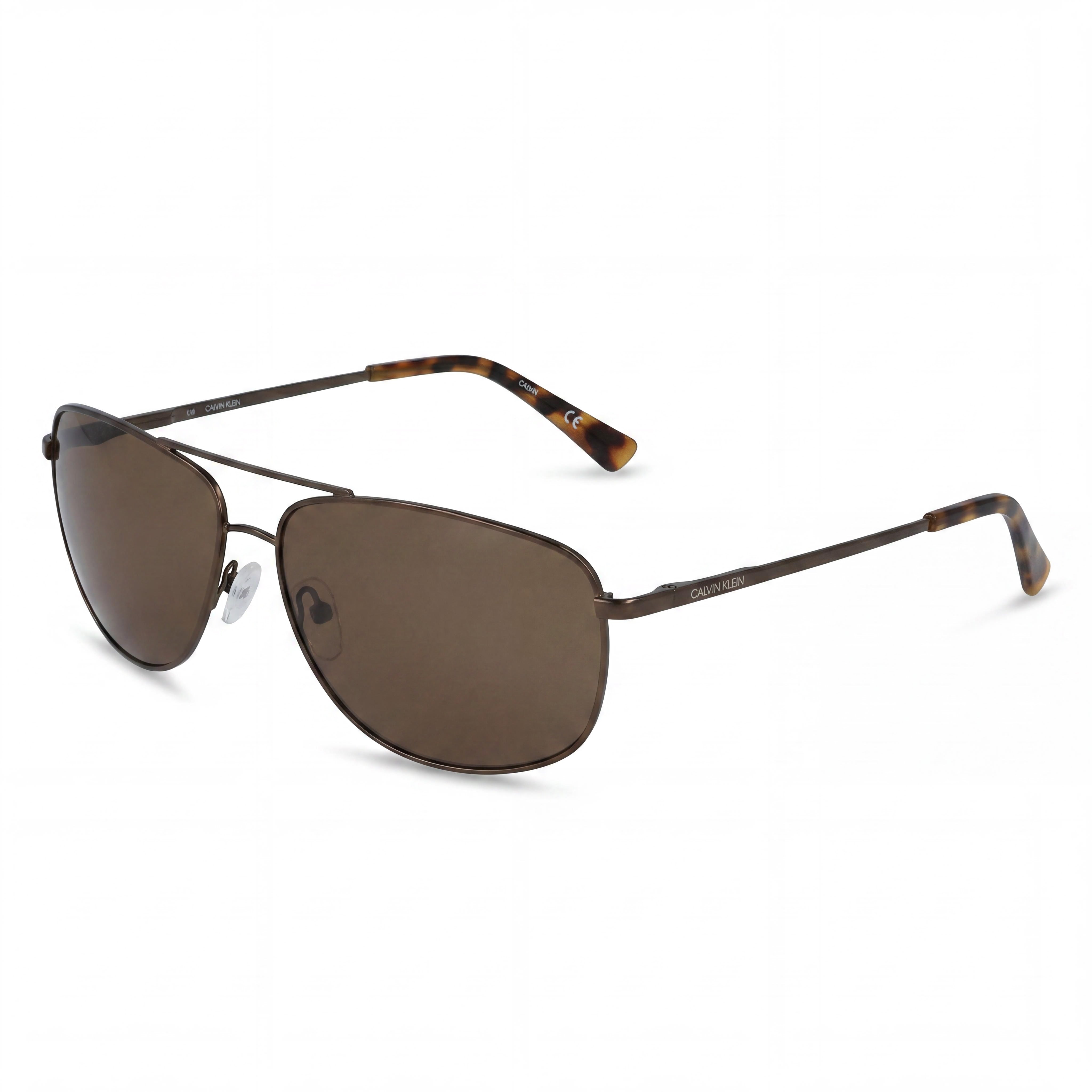 Calvin Klein Ck19137s Lentes de Sol para Hombre, Armazón de Metal Navegador Marrón, Lentes Marrones con Protección UV No Polarizadas 63mm, Photo 1