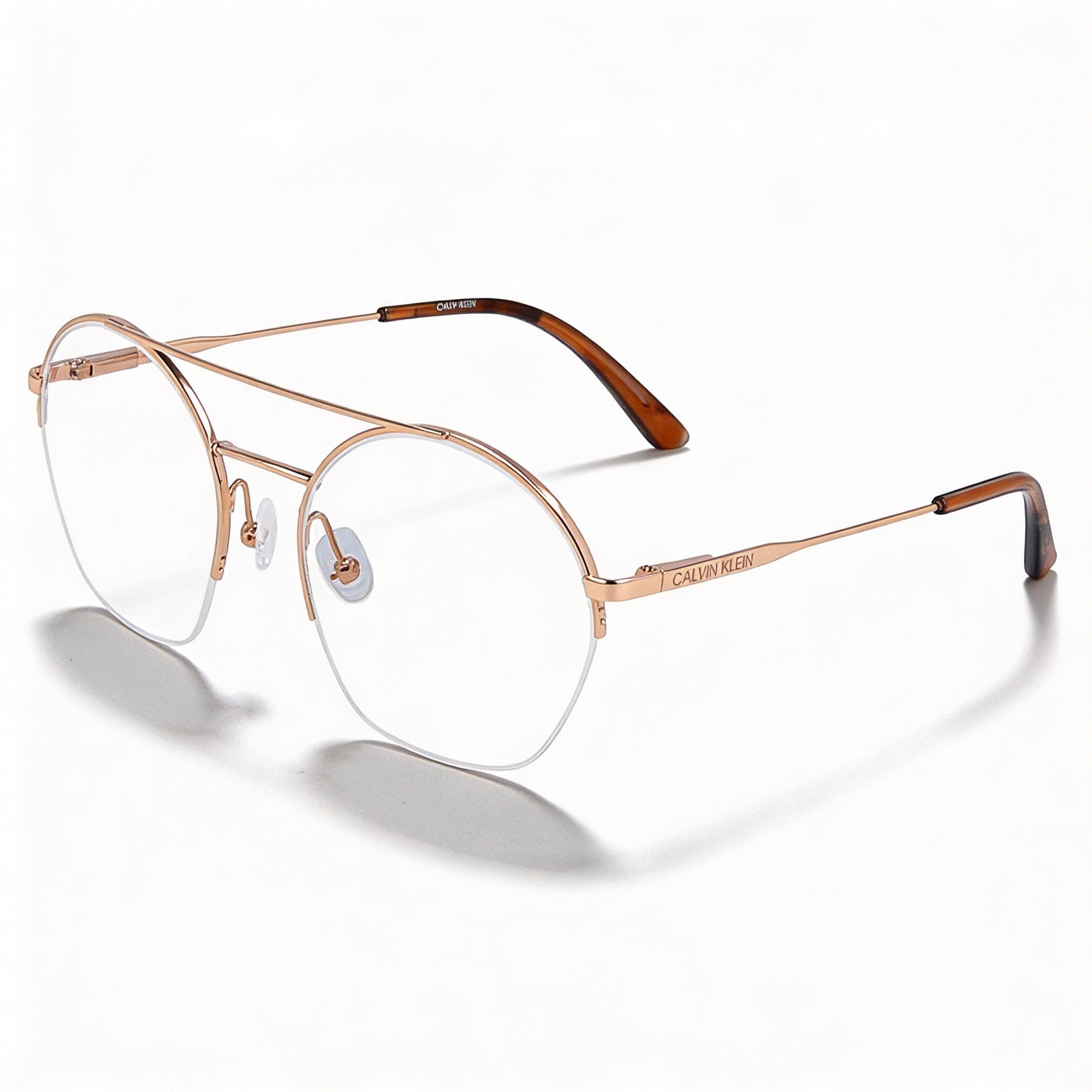 Gafas de sol Calvin Klein CK20110 Pilot con montura semi al aire y lentes en tono oro rosa de 52 mm., Photo 1
