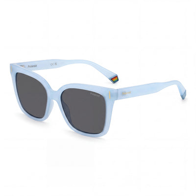 Polaroid 6192/S Sky Blue Black Polycarbonate Grey Polarized UV Protected Sunglasses for Women 54mm