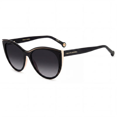 Gafas de sol Carolina Herrera Modern para mujer, de plástico, color negro, nude, gris oscuro, sin polarizar, con protección UV, 56-17-145
