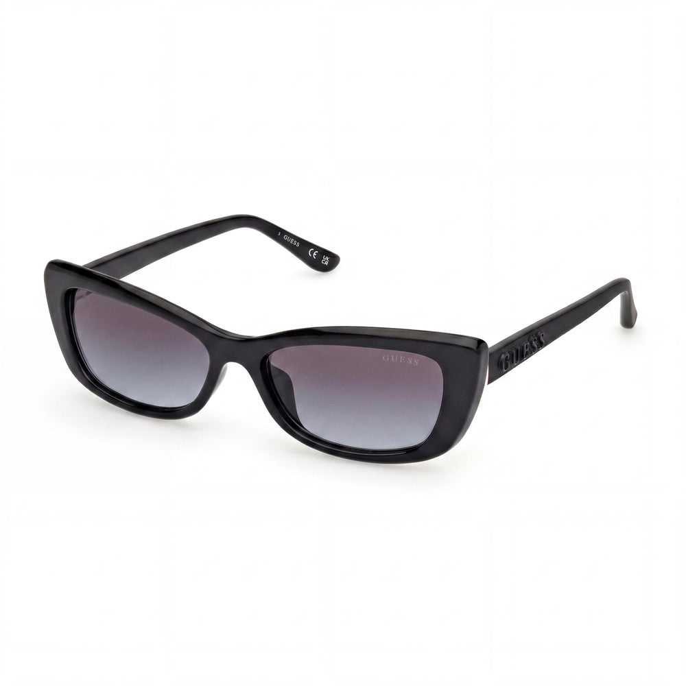 GUESS Women's Cat-eye Style Full Rim Plastic Frame Sunglasses Black Gradient Smoke UV Protected Lens Width 55mm