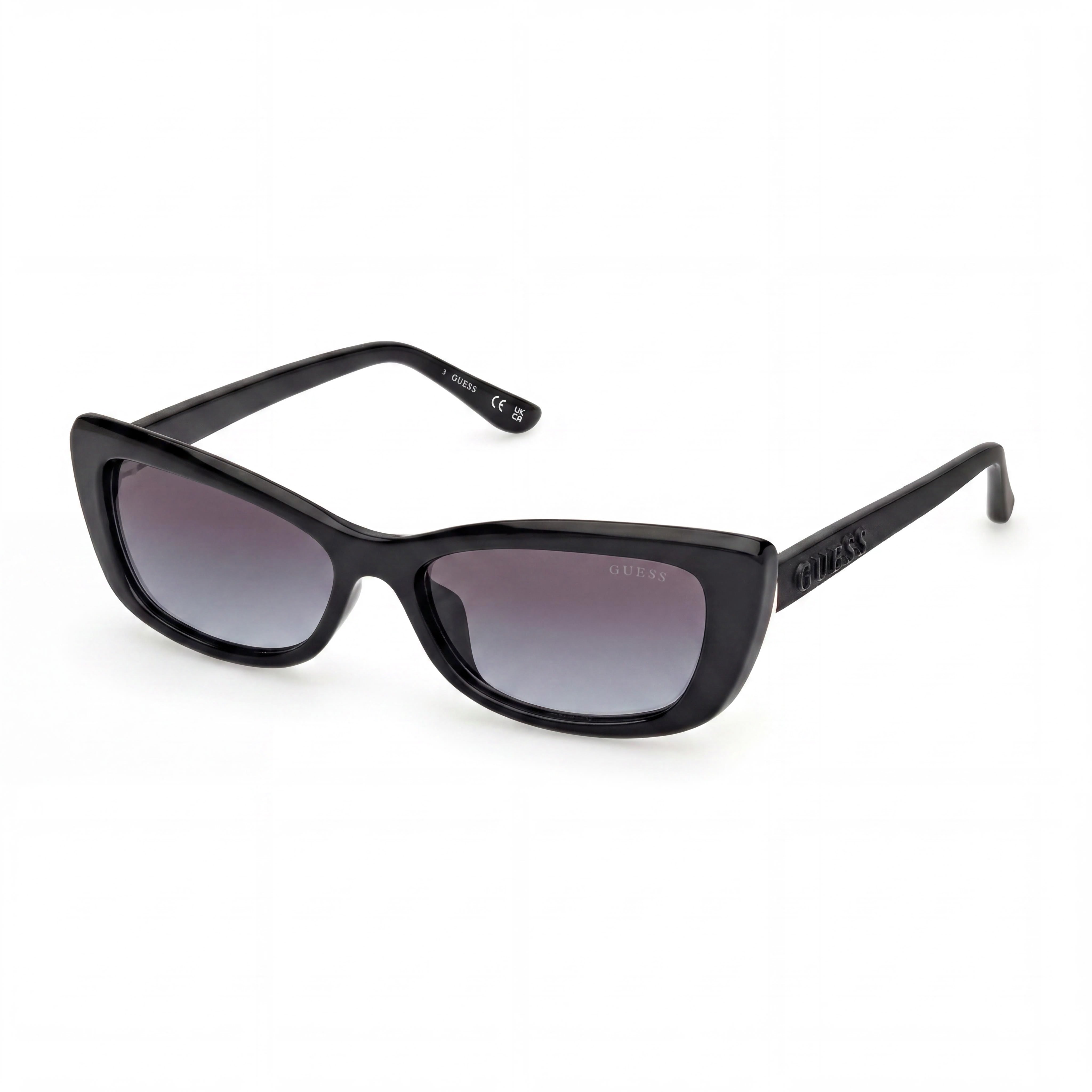 GUESS Women's Cat-eye Style Full Rim Plastic Frame Sunglasses Black Gradient Smoke UV Protected Lens Width 55mm, Photo 1