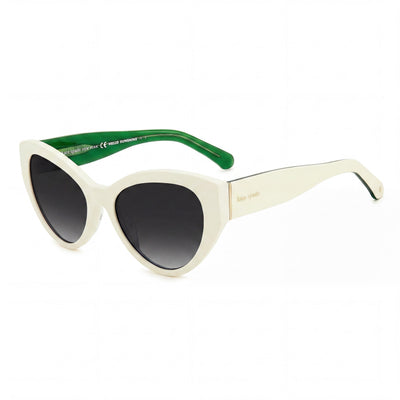 Kate Spade New York Casual Women's White Grey Shaded Plastic Frame, Grey Shaded UV Protected Lenses, 55mm Sunglasses