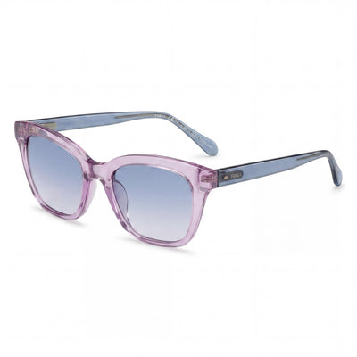 Gafas de sol Fossil casuales para mujer, de poliamida ecológica color lila con protección UV y lentes dobles degradadas en azul y melocotón de 51 mm
