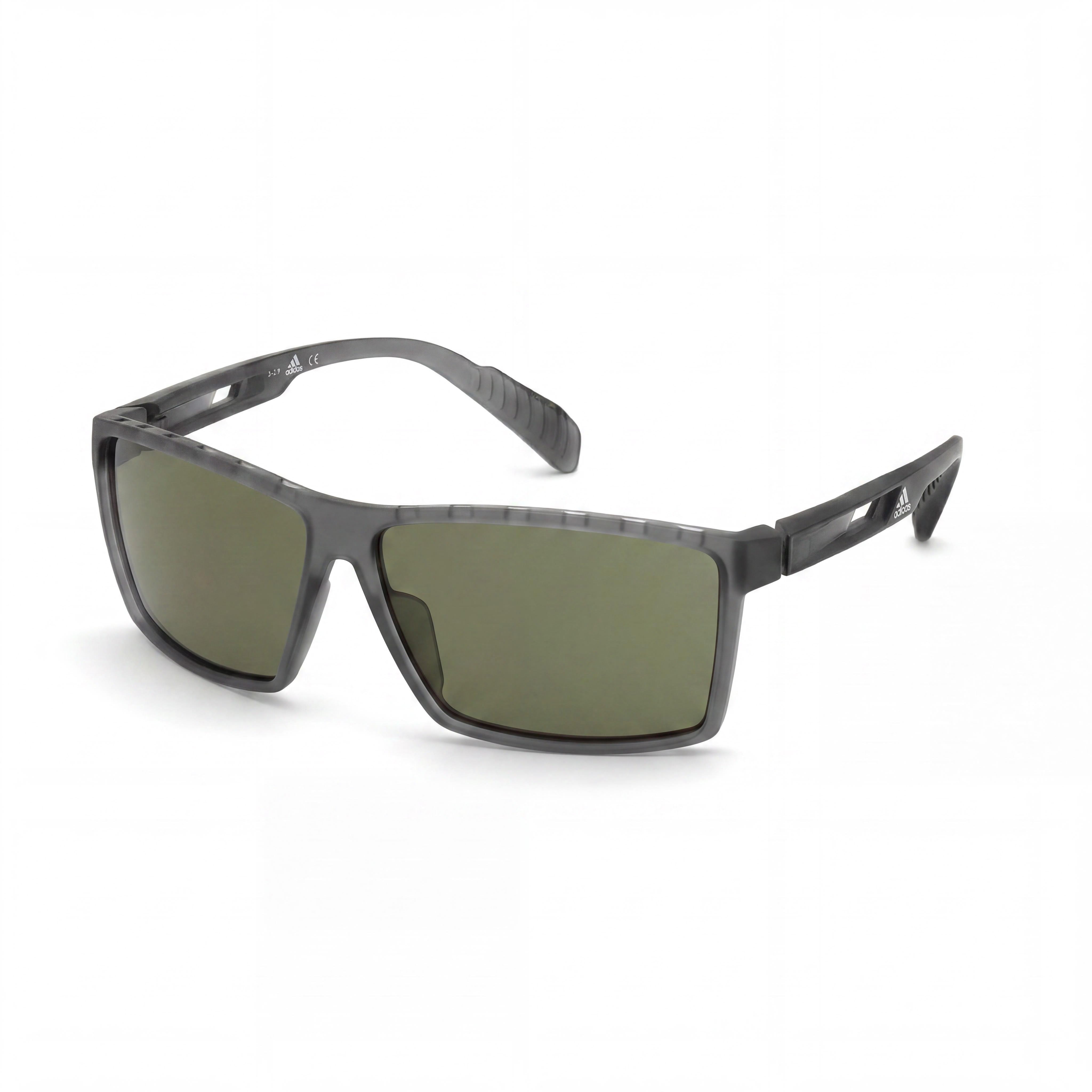 Adidas Men's Injected Sun Glasses Grey Green Plastic Frame Green Non-Polarized Lens UV Protection 63mm, Photo 1