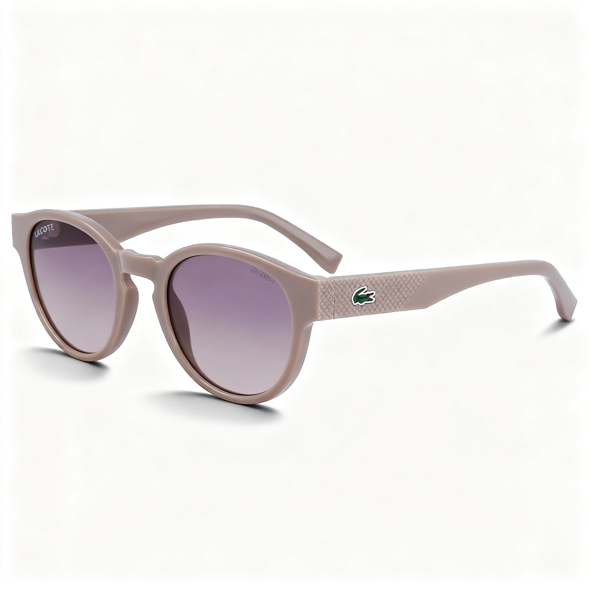 Lacoste Women's L6000s Oval Injected Light Grey Shaded UV Protected Gradient Taupe Nude Lenses Sunglasses 51-22-145