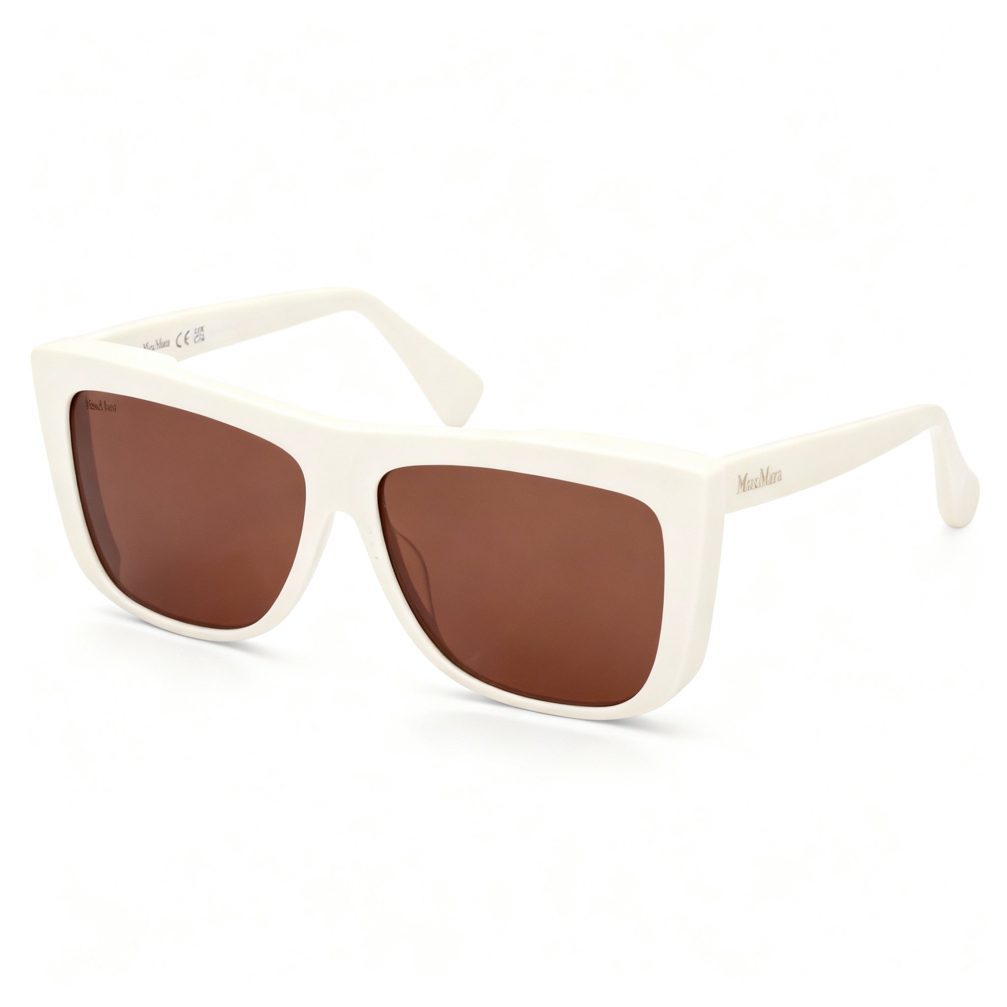 MaxMara Women's Eyewear, crafted with Gold Plastic Frame and Brown Non-Polarized Acetate Lenses, Photo 1