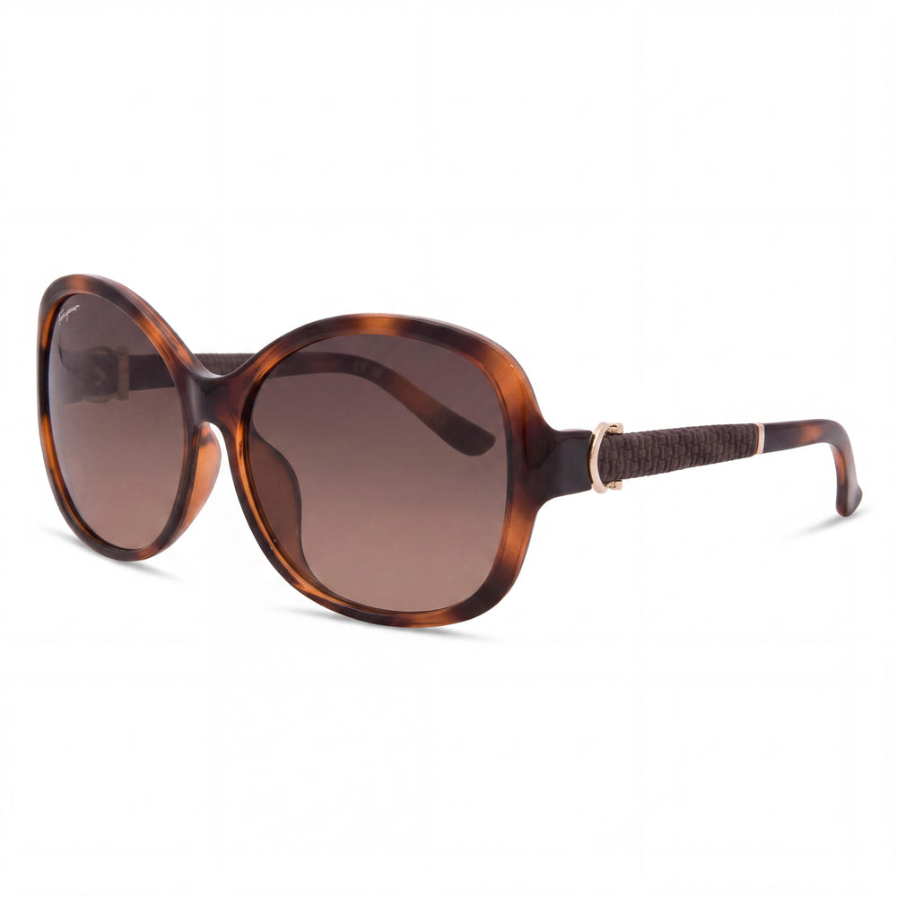 Salvatore Ferragamo Contemporary Women's Tortoise Plastic Oversized Sunglasses Brown Gradient Lenses 59mm UV Protected
