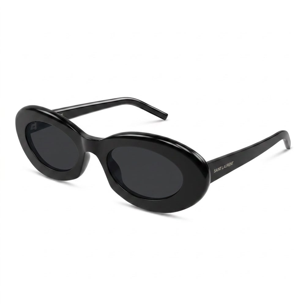 Gafas de sol Saint Laurent SL 594 para mujer, estilo retro, de acetato, color negro y blanco, con lentes negras y protección UV