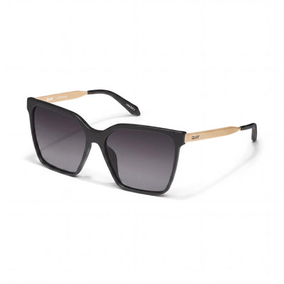 QUAY AUSTRALIA Level Up Remixed Women's Matte Black Combination Frame Smoke Polarized Sunglasses 149mm