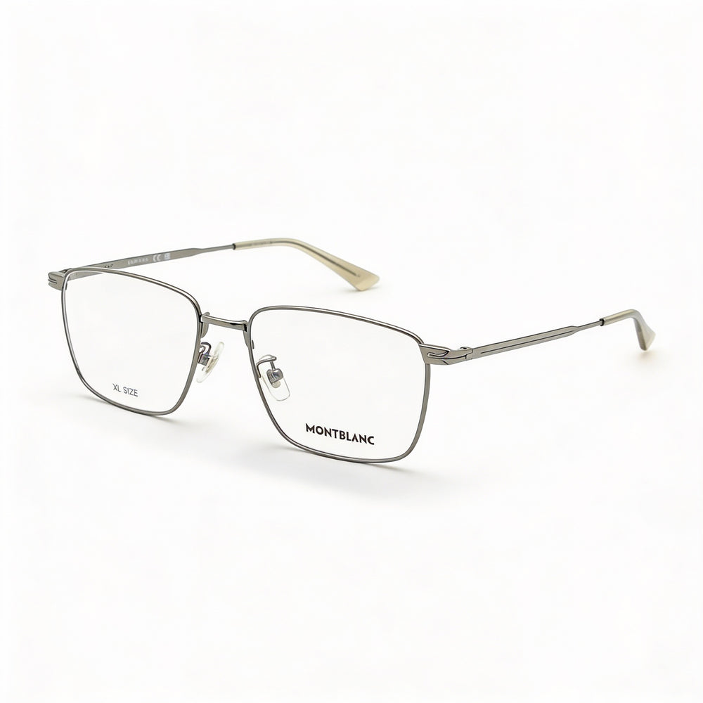Gafas Montblanc Classic para hombre, montura de plástico transparente y metalizado, lentes de plástico, 29-18-120 mm