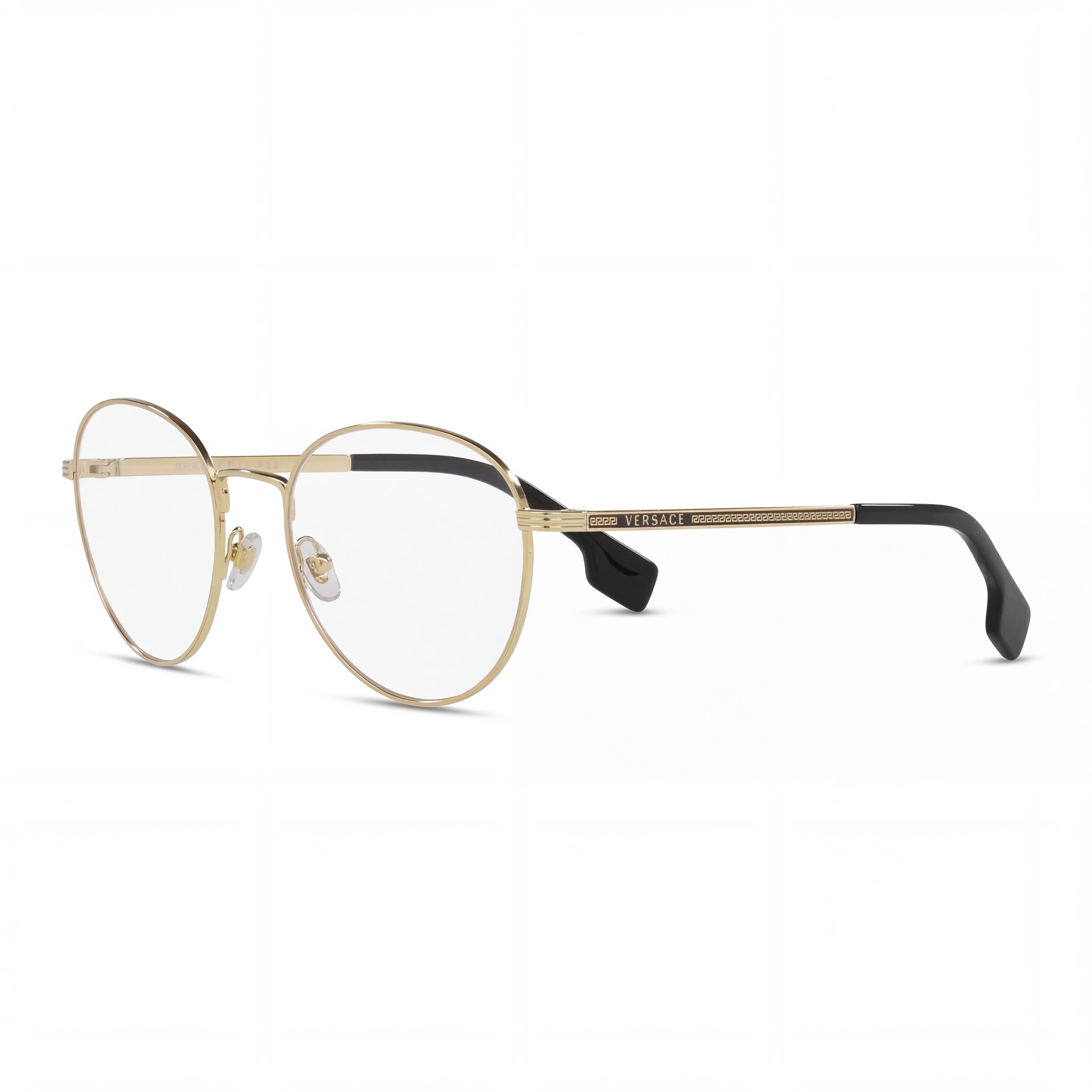 Versace Ve 1279 Eyeglasses, Phantos Design, Gold Metal Frame for Men and Women, Size 53-20-145mm, Photo 1