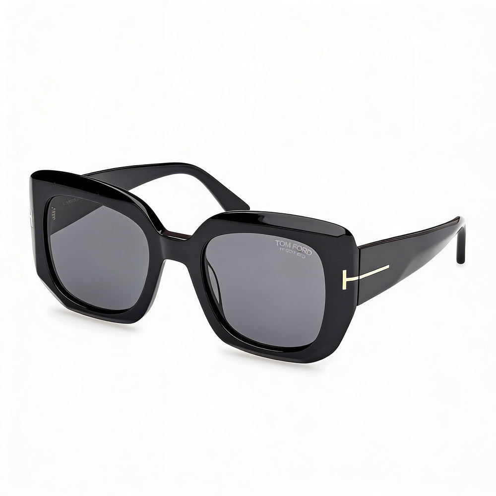 Tom Ford Ft1220 Women's Shiny Black Plastic Frame Eyewear with Smoke Lenses, Lens Width 52mm, Bridge 21mm, Temple 140mm