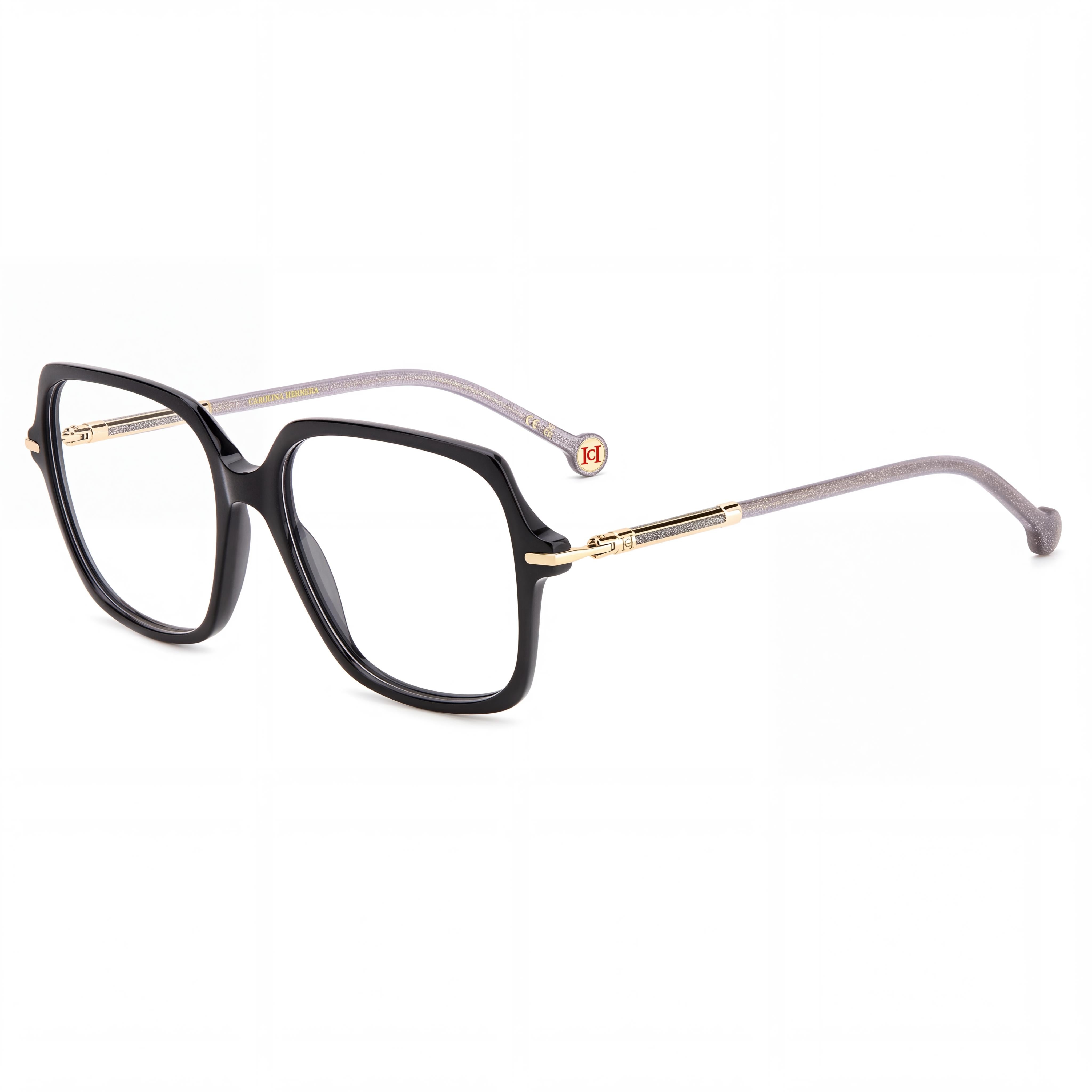 Carolina Herrera Contemporary Women's Black Glitter Black Acetate Sunglasses 54mm Lens 16mm Bridge 140mm Temple, Photo 1