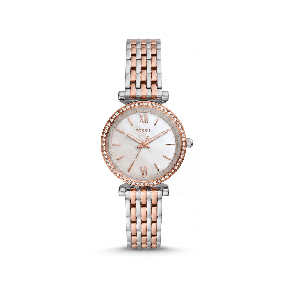 Fossil Women's Mini Carlie ES4649 White Dial Roman Numeral Stainless Steel Quartz Watch 28mm 30m Water Resistant, Photo 1