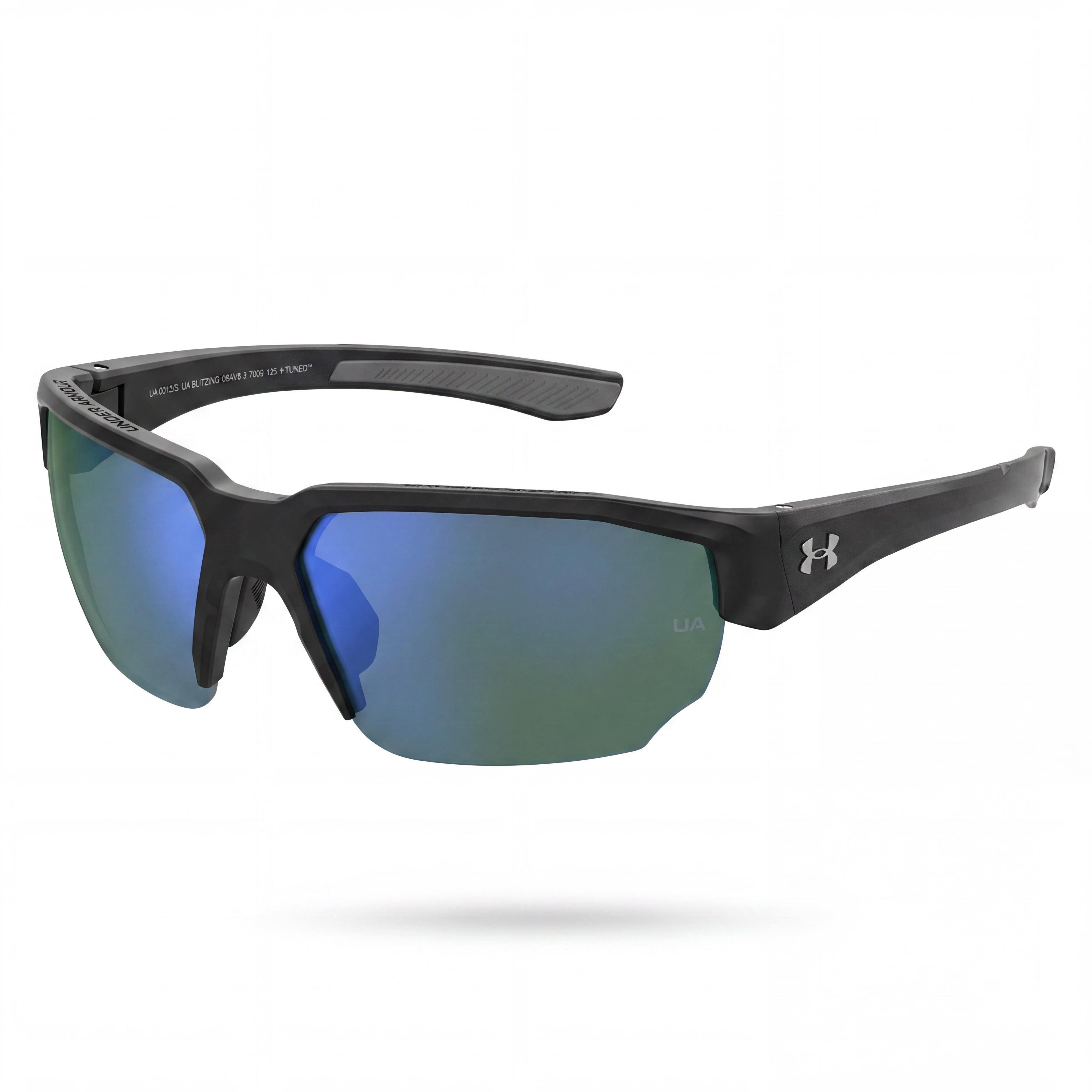 Under Armour Gafas de sol UA Blitzing Wrap, unisex, montura de poliamida negra, lentes degradadas multicapa negras/verdes, protección UV, 70 mm, Photo 1