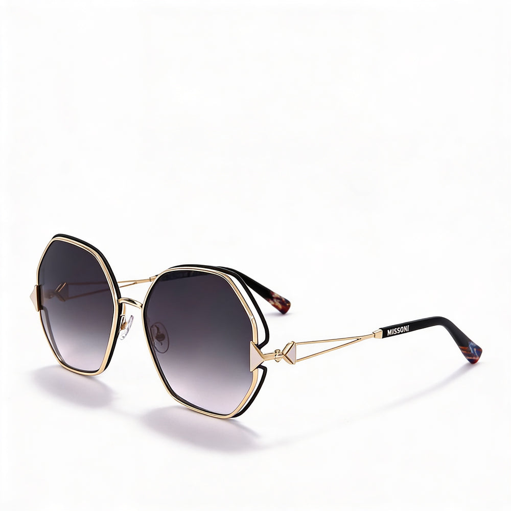 M Missoni Modern Women's Gold Black Grey Shaded Alloy Steel Sunglasses 100% UV Protection 59mm