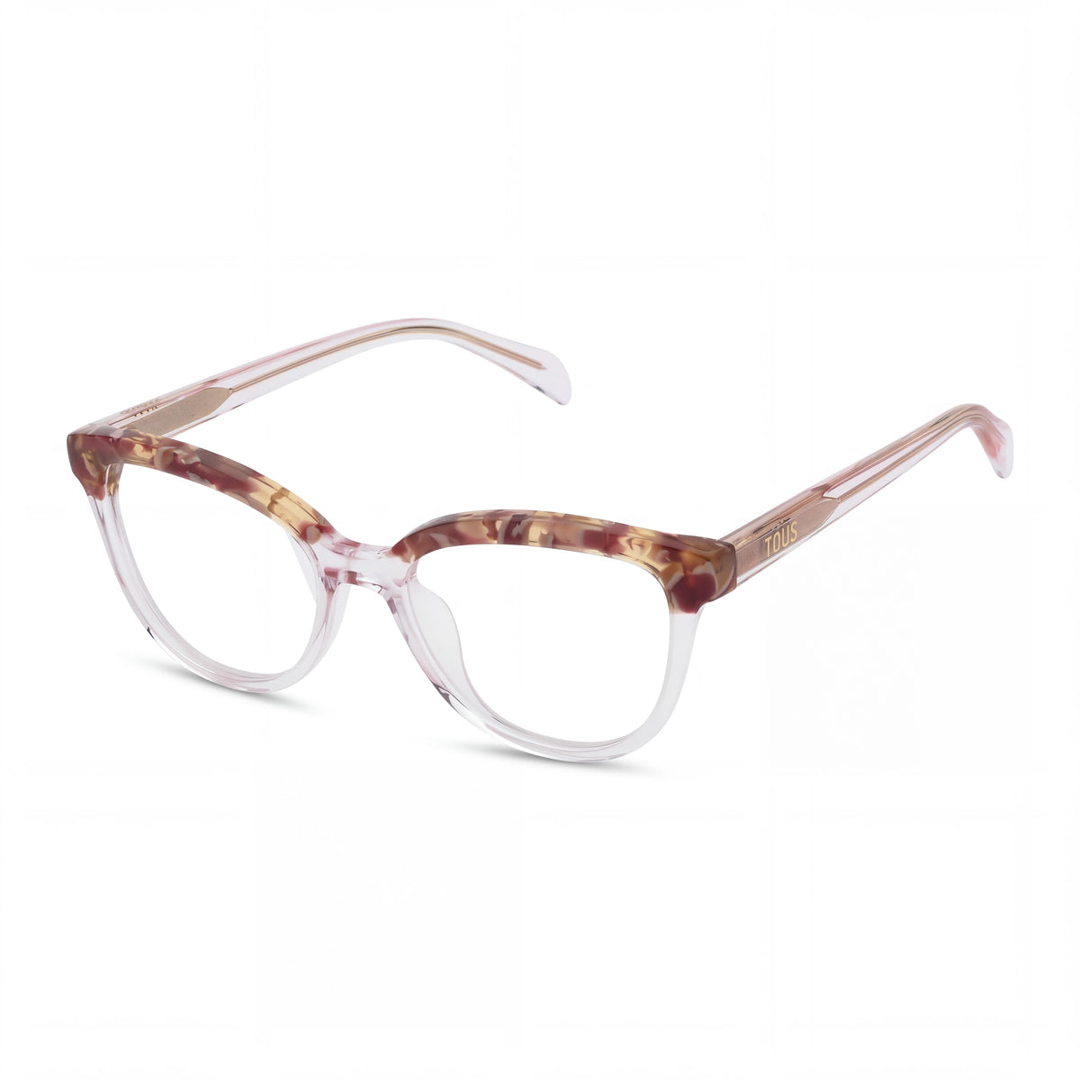 Montura óptica cuadrada para mujer TOUS de acetato de celulosa rosa transparente de 53 mm, lista para graduar, con lentes de demostración transparentes, Photo 1