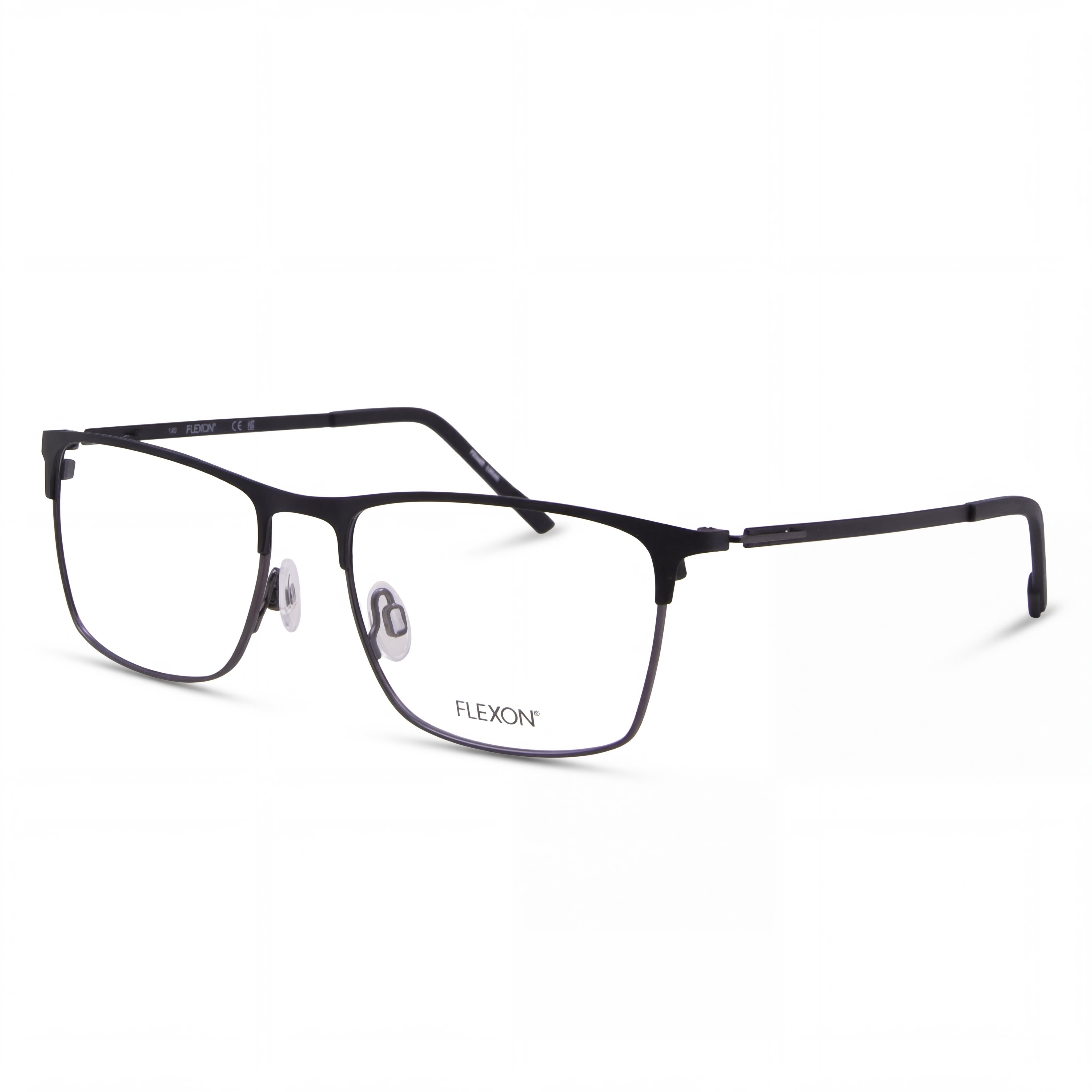 Flexon E1141 Men's Acetate Matte Black Gunmetal Rectangle Eyeglasses 56mm, Photo 1