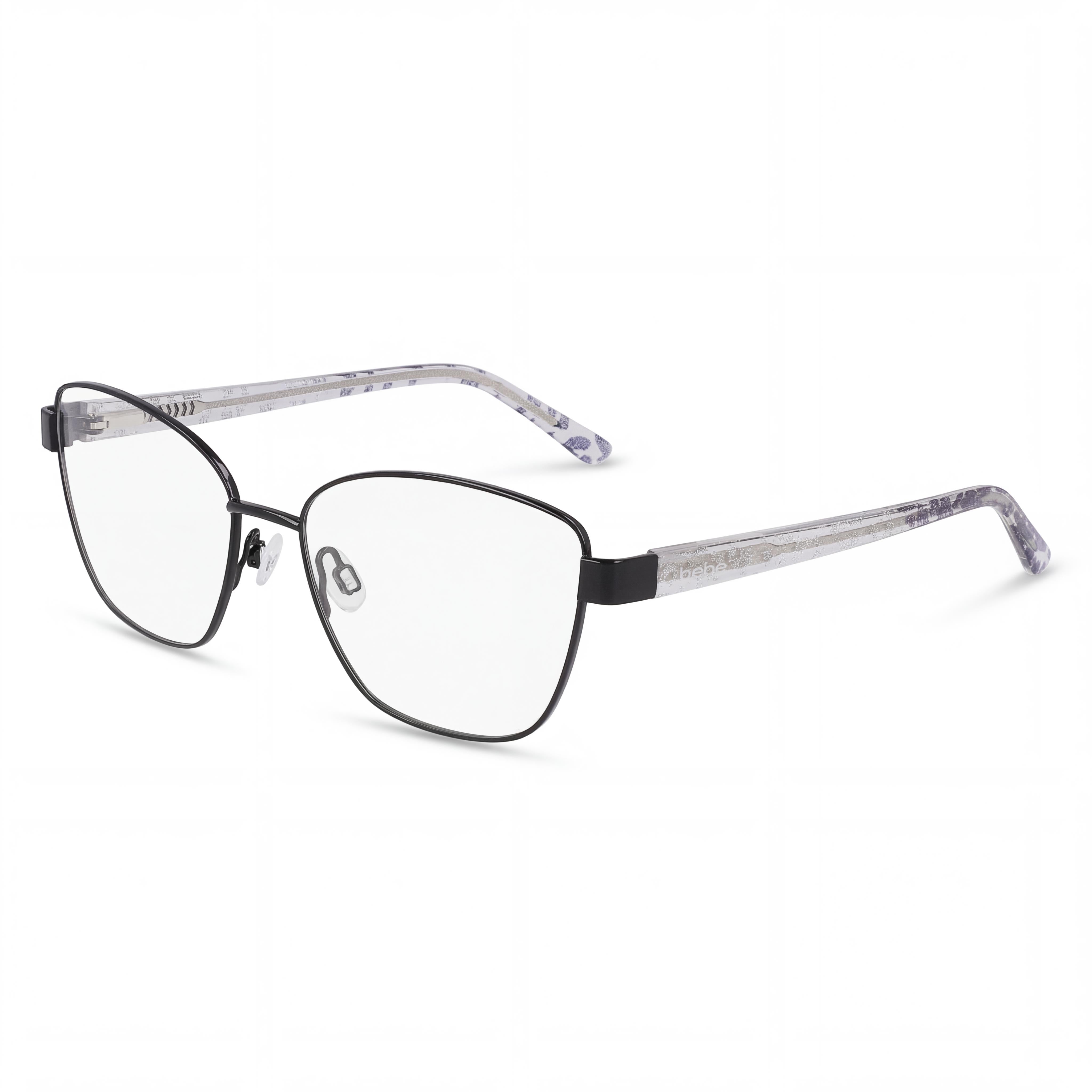 bebe Bb5209 Men's Metal Frame Eyewear, Jet Black, Featuring Clear Lenses, 54mm Lens Width, Photo 1