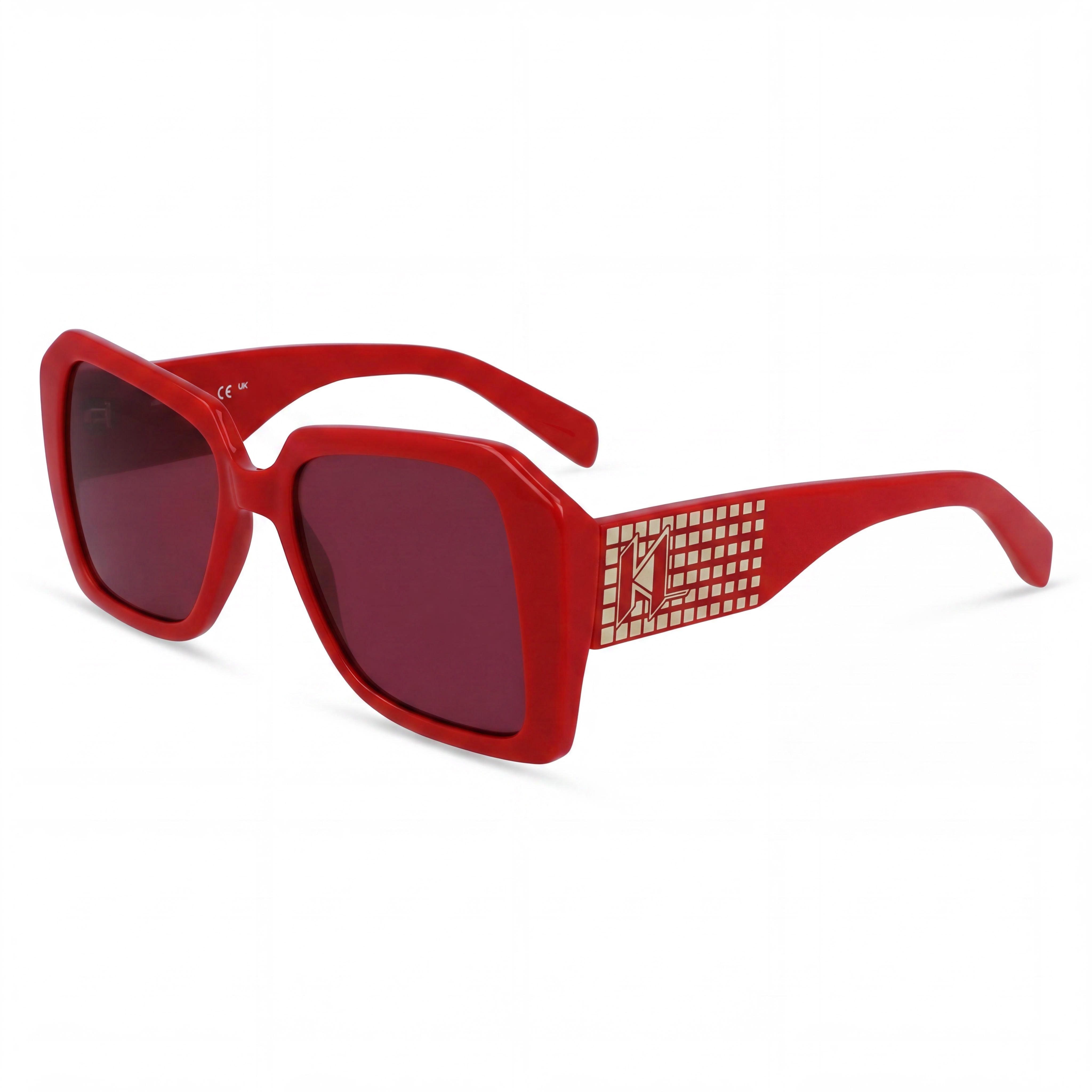 KARL LAGERFELD Kl6140s Gafas de sol cuadradas con protección UV inyectada para mujer, lentes color vino sólido gris metalizado, 53 mm, Photo 1