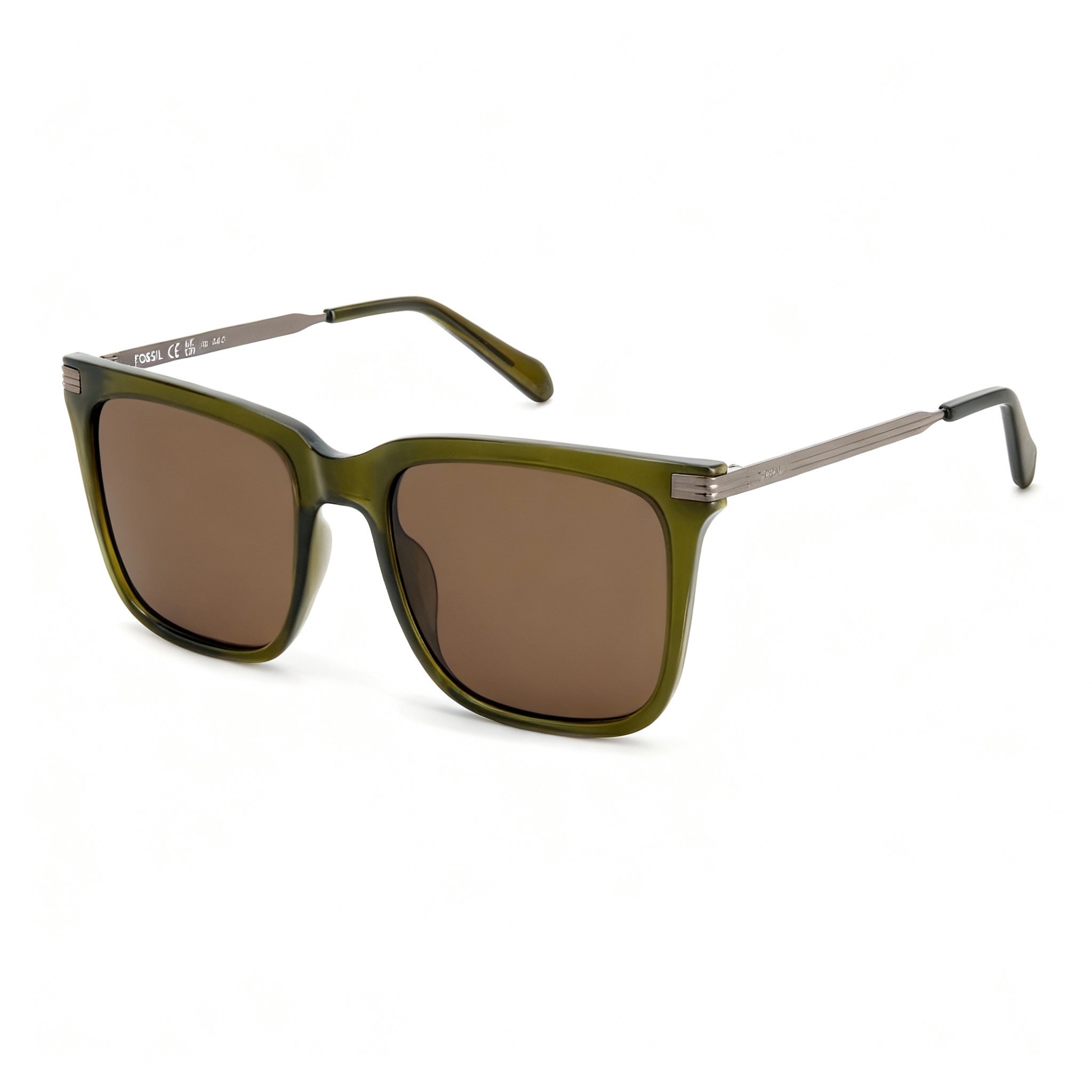 Fossil Fos 3152/G/S Men's Crystal Green Brown Square Cellulose Propionate Non-Polarized Sunglasses 56-20-145