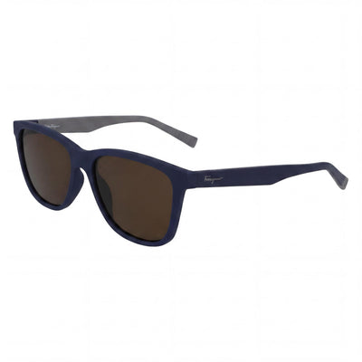 Gafas de sol Ferragamo SF998S Unisex, rectangulares modificadas, de acetato con protección UV, azul mate de 57 mm