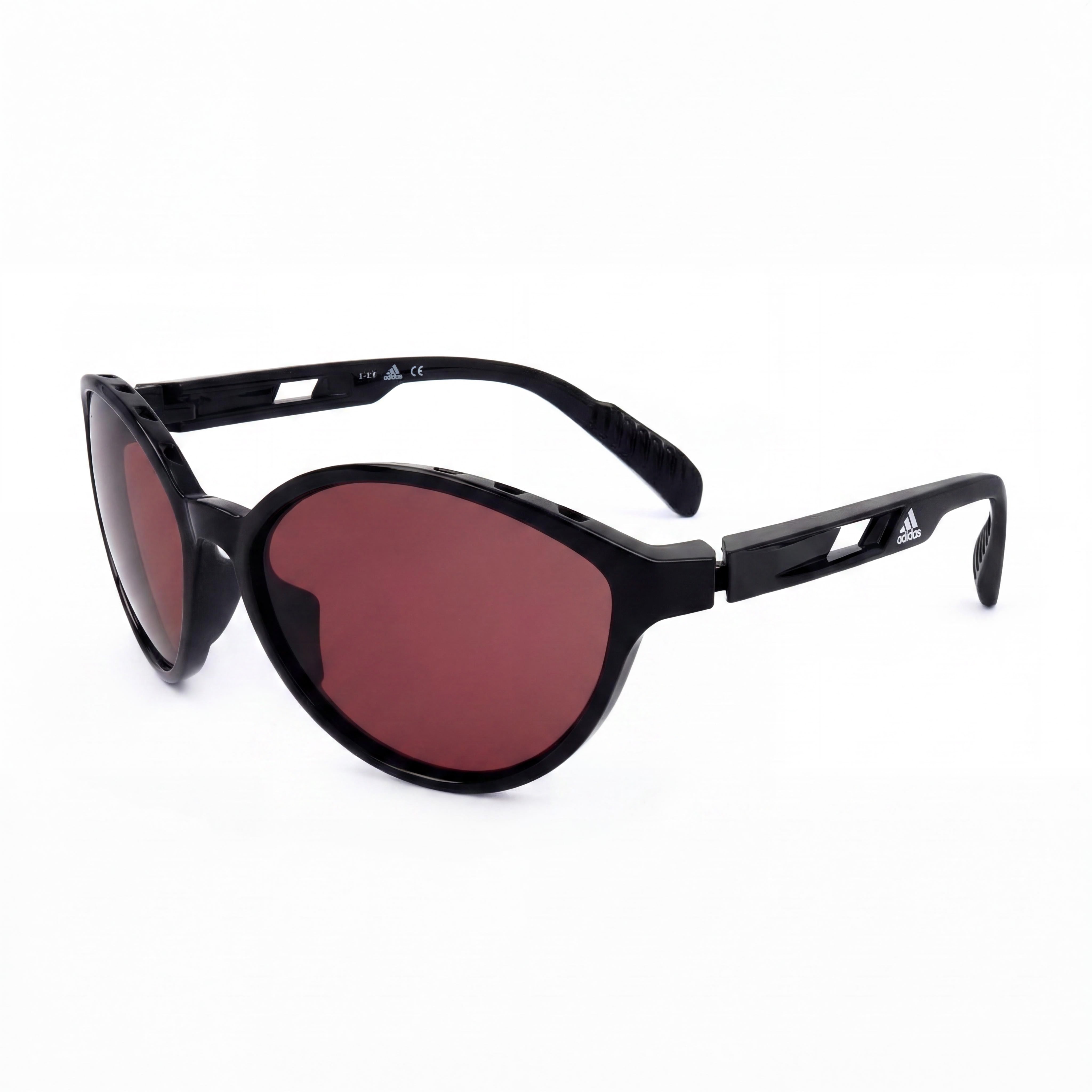 Gafas de sol deportivas Adidas para mujer, de plástico negro brillante con lentes moradas y protección UV de 61 mm., Photo 1