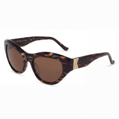 Donna Karan Do517s Women's Crystal Brown Horn Plastic Sunglasses Solid Brown Lenses UV Protection 54-19-140