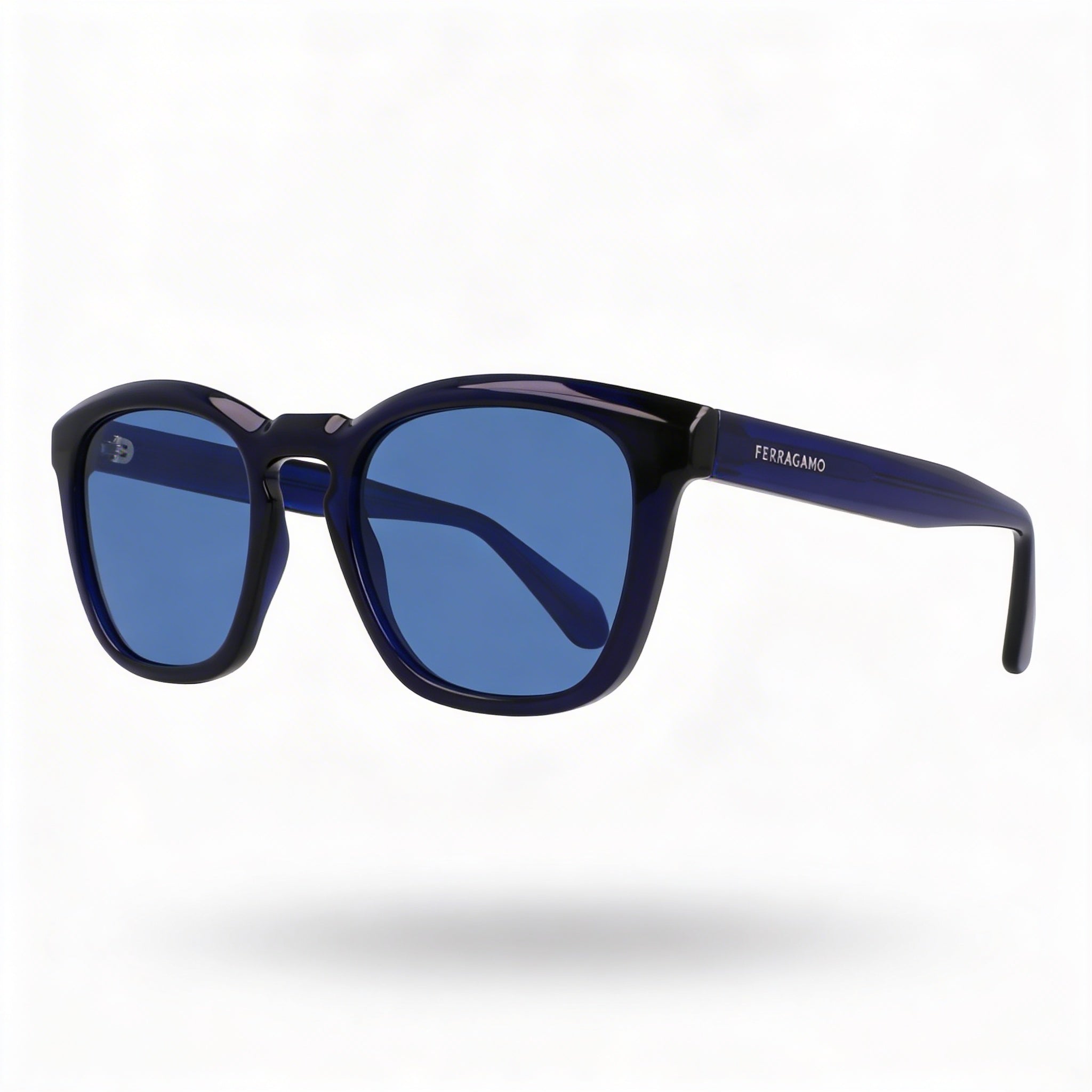 Gafas de sol rectangulares Ferragamo para hombre, modelo Sf2040se, montura de titanio azul transparente, protección UV 400, medida 50-21-145, Photo 1