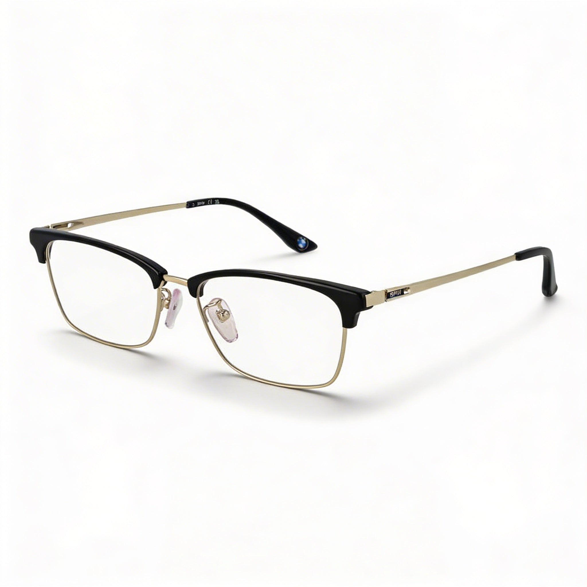 Gafas BMW para hombre, modelo Browline de titanio negro con lentes de demostración transparentes, aptas para lentes graduadas, 54-17-145mm, Photo 1