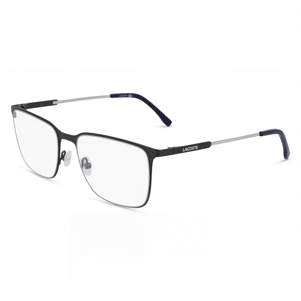Lacoste Casual Men's Ophthalmic Eyeglasses with Matte Dark Grey Frame and Transparent Plastic Lenses 55mm