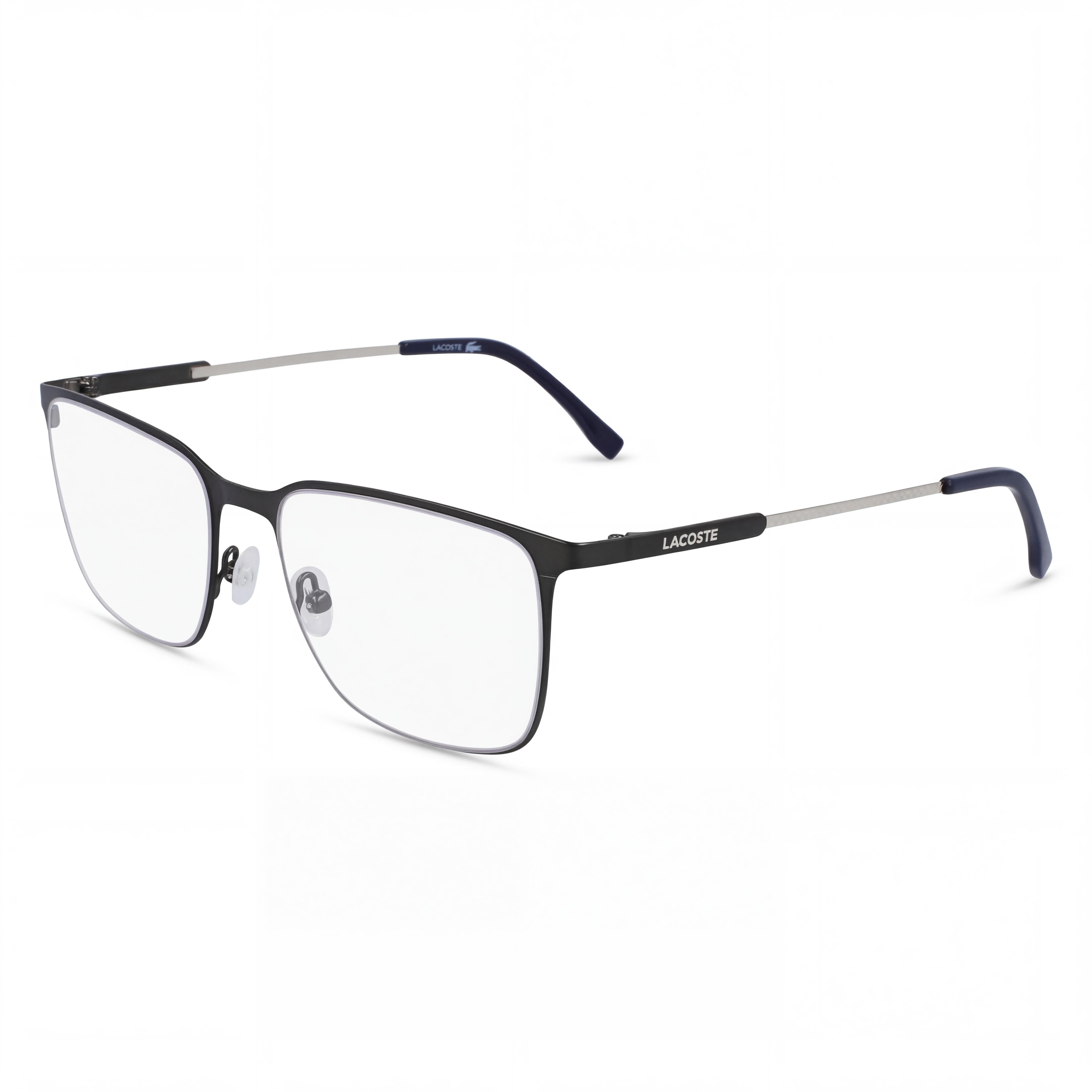 Lacoste Casual Men's Ophthalmic Eyeglasses with Matte Dark Grey Frame and Transparent Plastic Lenses 55mm, Photo 1