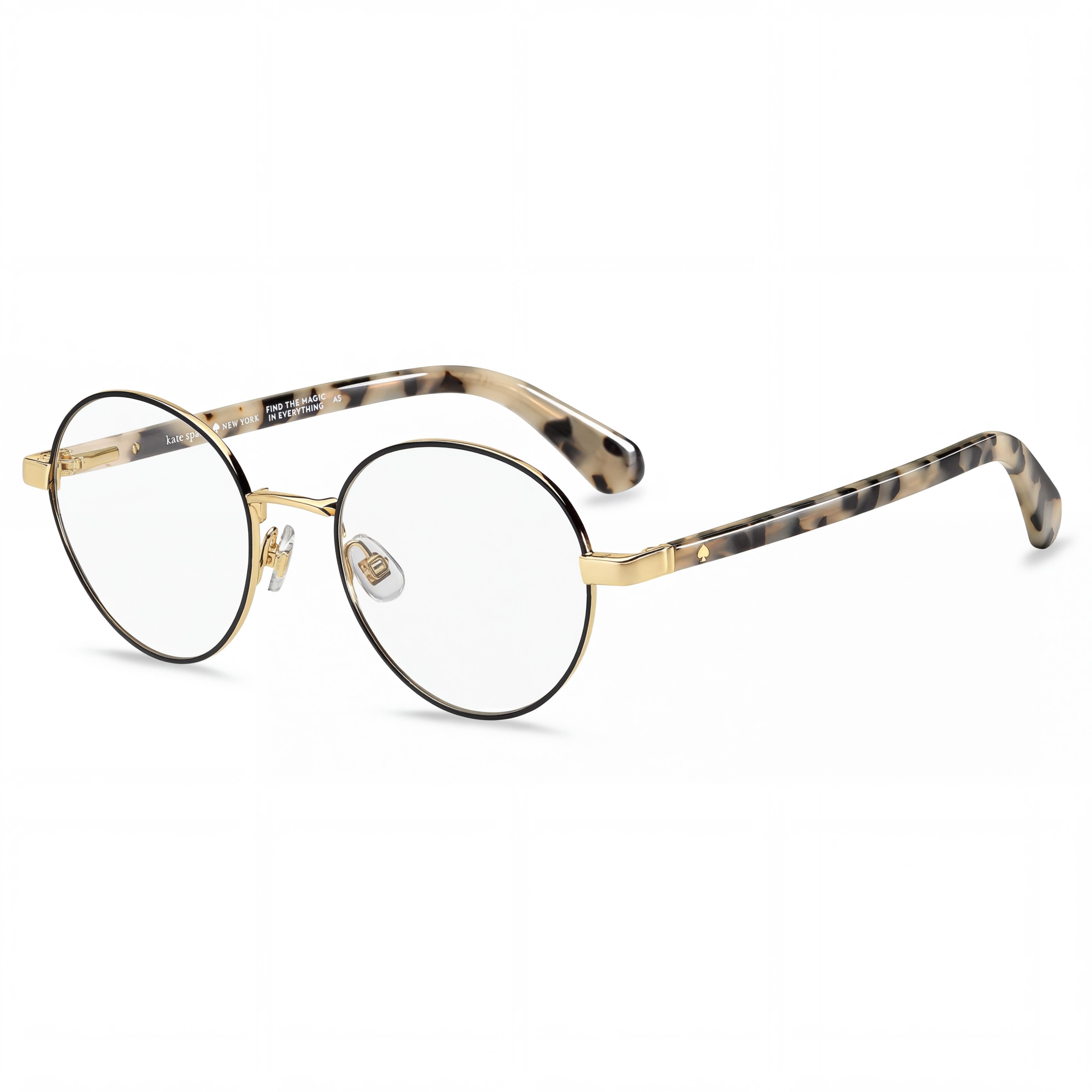 kate spade new york MARCIANN Women's Eyeglasses featuring a Black Gold Plastic Frame, Size 49-19-140mm, Photo 1