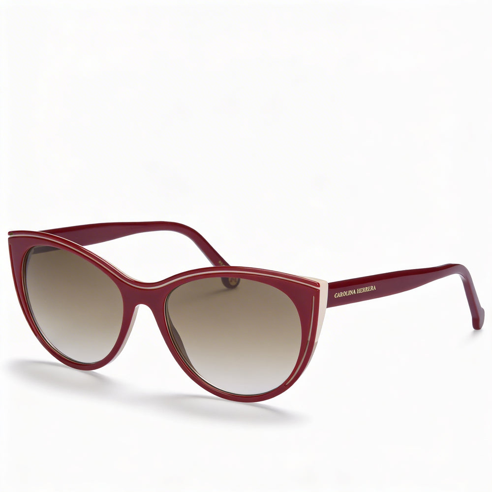 Gafas de sol Carolina Herrera Casual para mujer, color burdeos, beige, degradado, marrón, acetato, protección UV, 56 mm