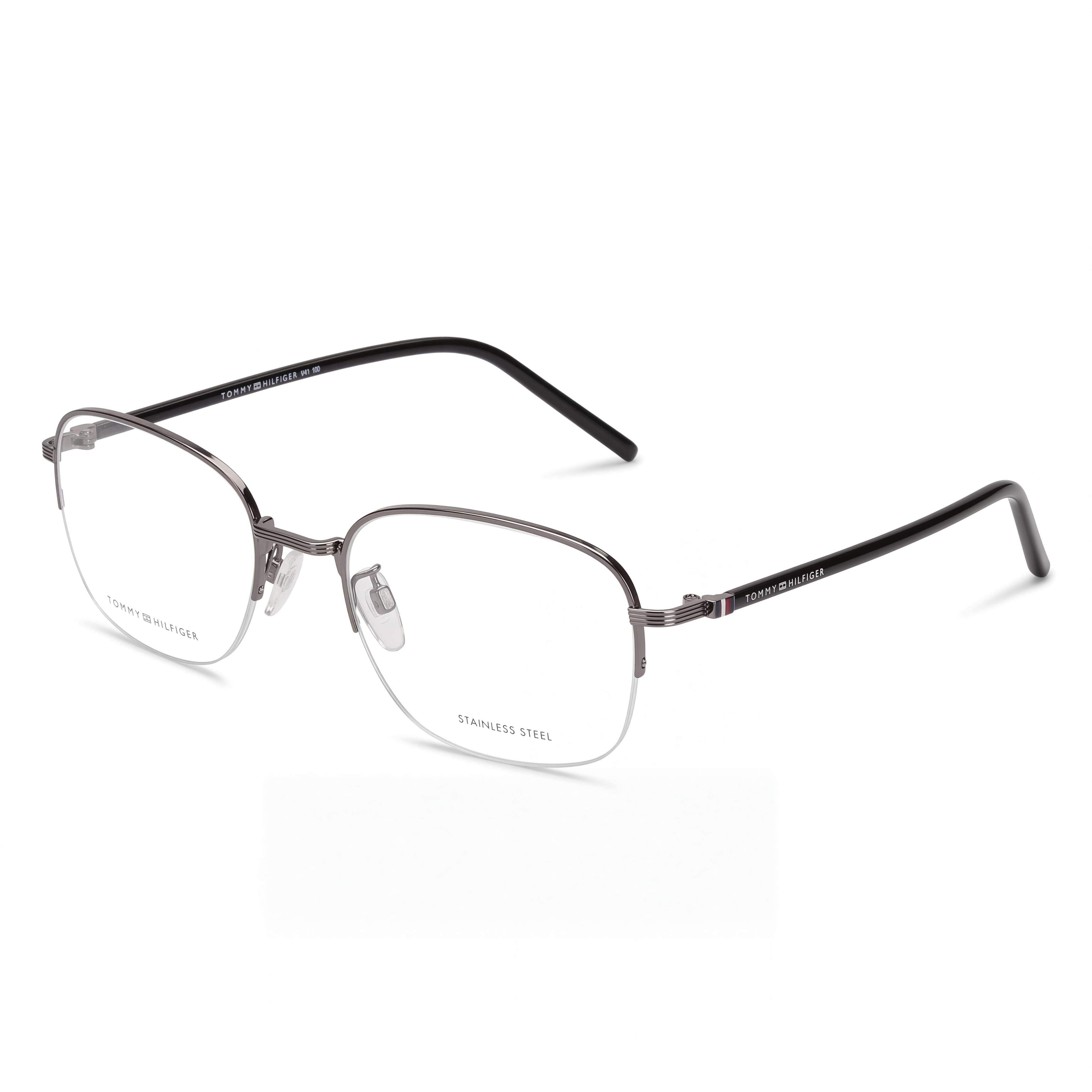 Tommy Hilfiger Gafas de sol de hombre modernas de acero con aleación de oro de 54 mm, Photo 1