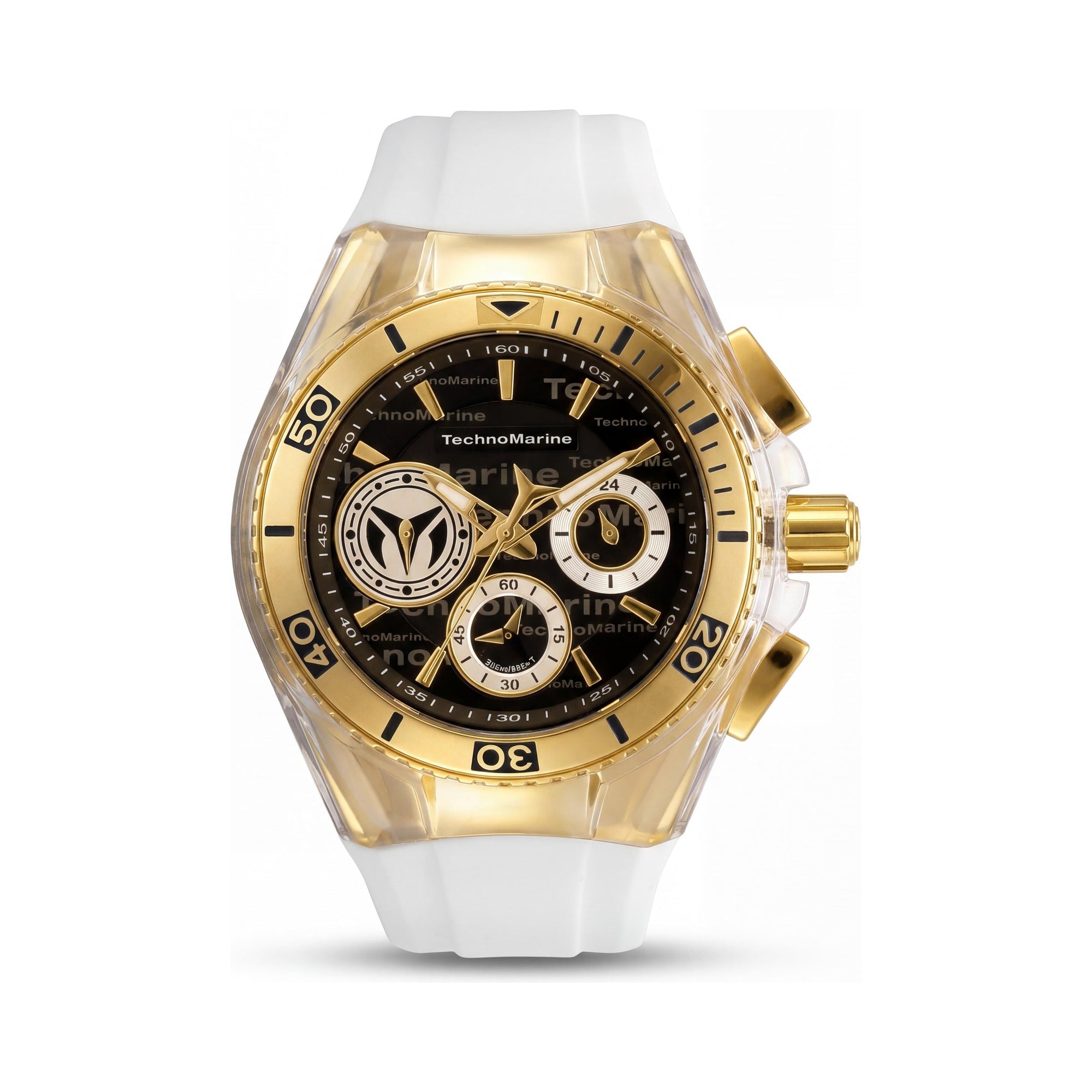 TechnoMarine Women's Luxury Watch, 40.57mm Stainless Steel Case, Black Dial, White Silicone Band, Water Resistant, Photo 1