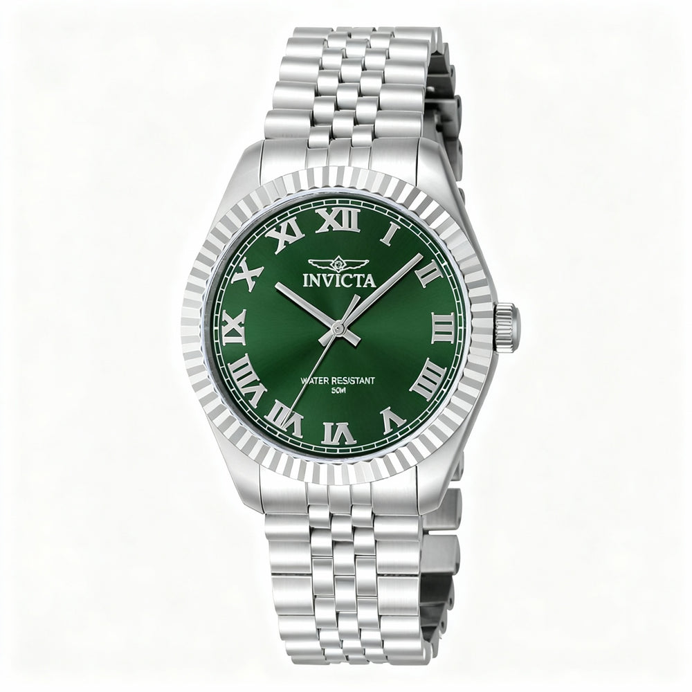 Reloj Invicta Specialty 47398 unisex de acero inoxidable con esfera verde y cristal mineral de cuarzo, 43 mm