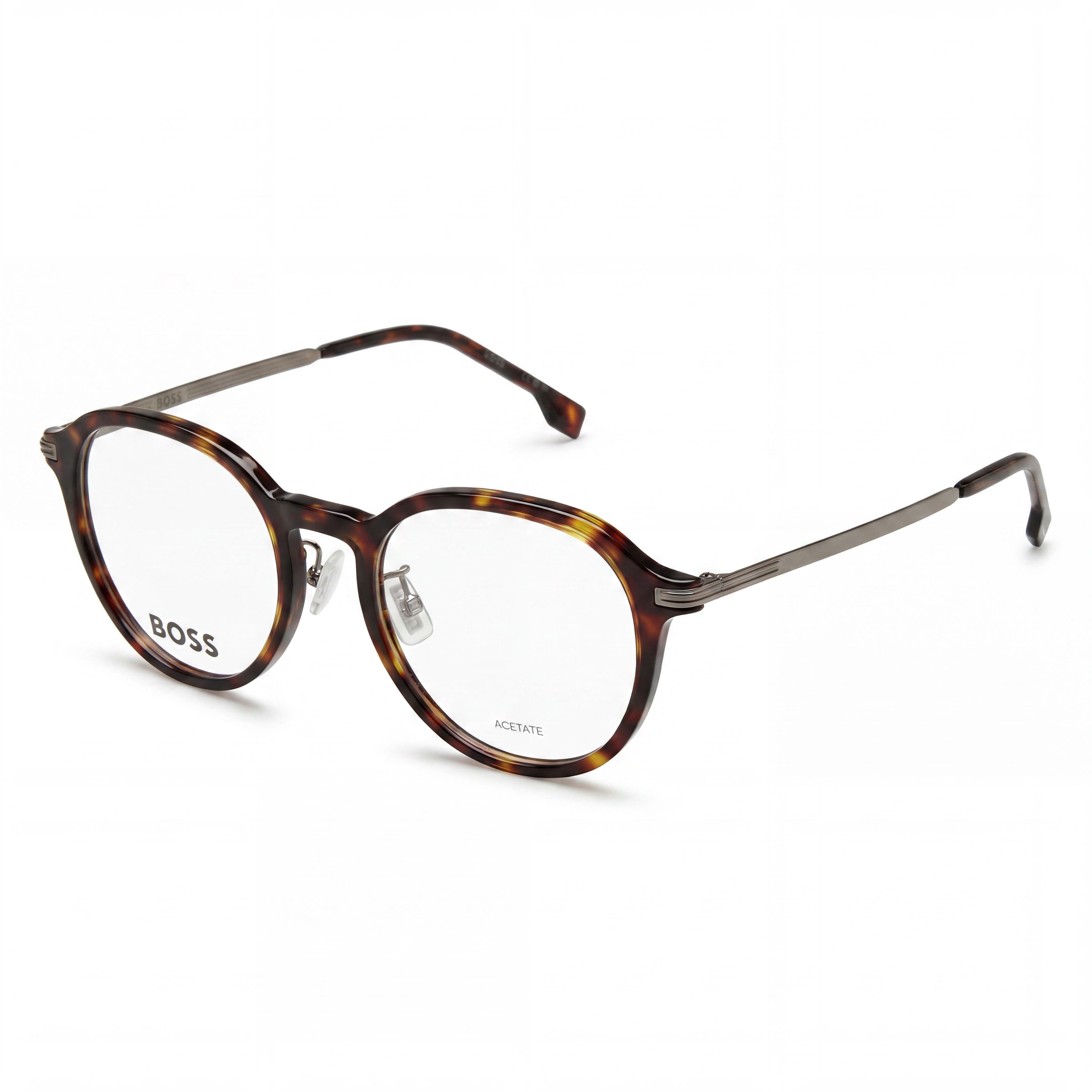 BOSS Casual Men's Acetate Optical Eyeglasses, Clear Non-Polarized Plastic Lenses 52-20-145, Photo 1