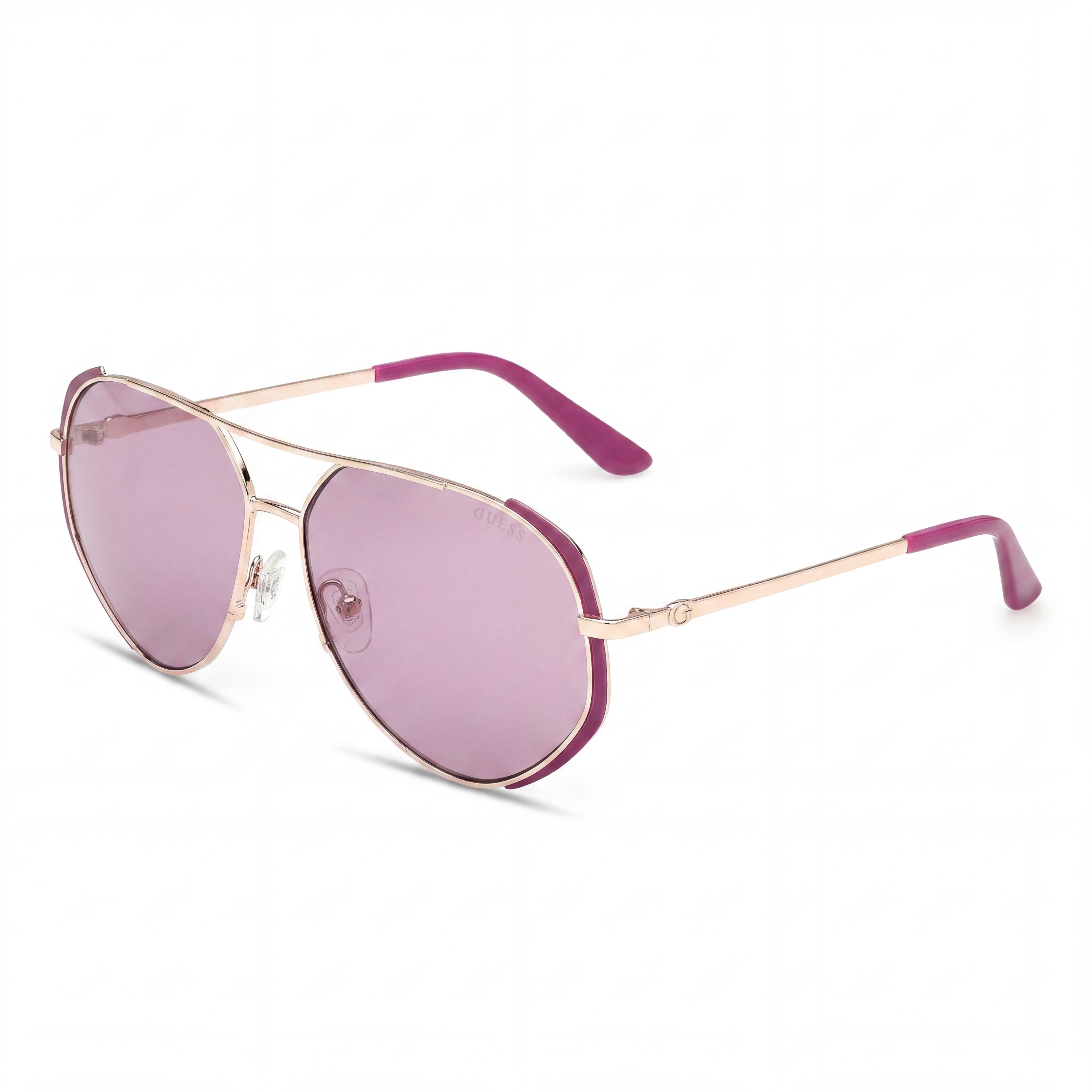 Gafas de sol GUESS unisex de aviador de metal con montura de acetato violeta mate y lentes violetas de 59 mm, Photo 1