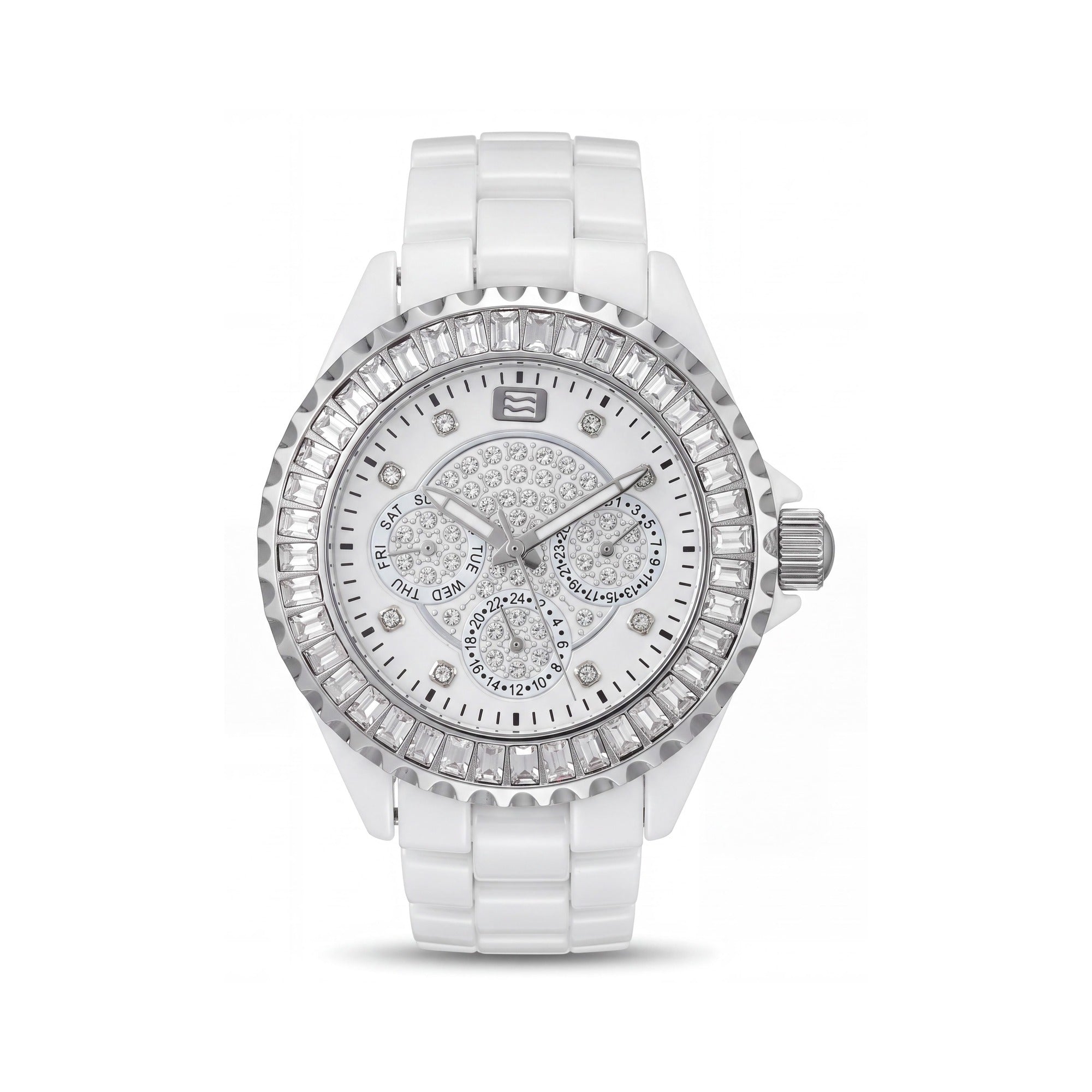 Oceanaut OC0213C Quartz Movement Women's Watch featuring White Case and Dial with Crystals on Bezel and Dial, Photo 1