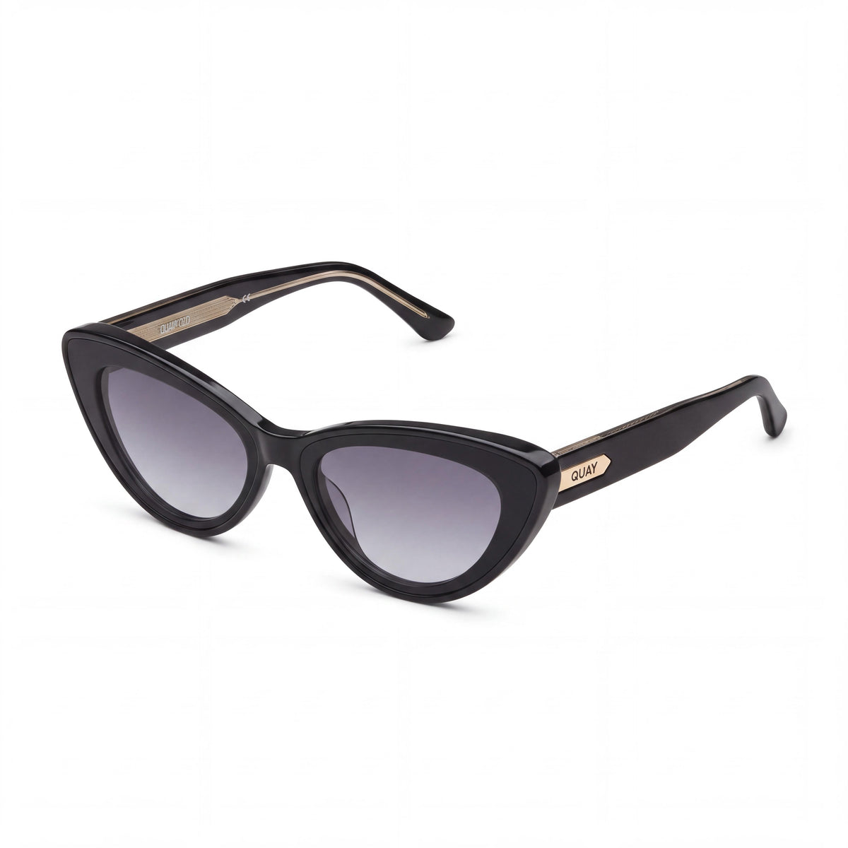 QUAY AUSTRALIA TEMPTED Cat Eye Women's Sunglasses, Black Plastic Frame, Smoke UV Protected, 145mm, Photo 1
